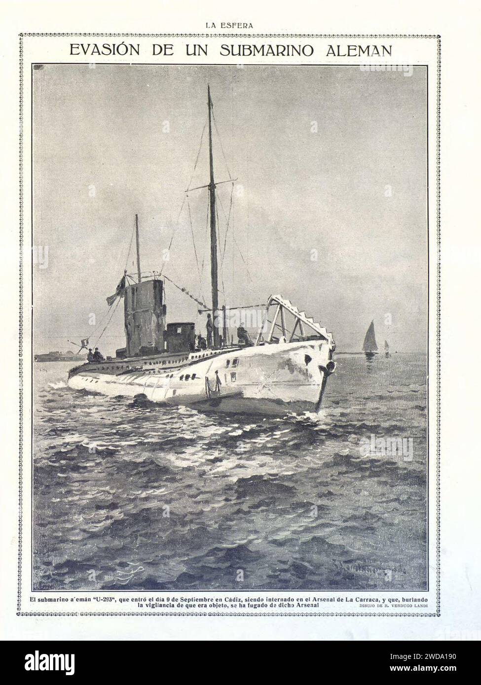 1917-10-13, La Esfera, Evasión de un submarino alemán. Stock Photo