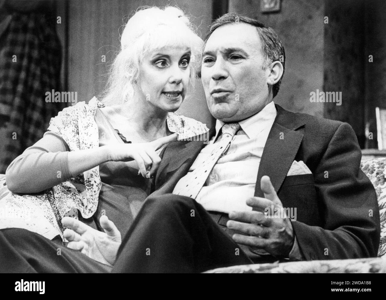 Georgina Hale (Bobbi Michele), Lee Montague (Barney Cashman) in LAST OF THE RED HOT LOVERS by Neil Simon at the Criterion Theatre, London SW1  13/11/1979  a Royal Exchange Theatre, Manchester production  design: Laurie Dennett  lighting: Geoffrey Joyce  director: Eric Thompson Stock Photo