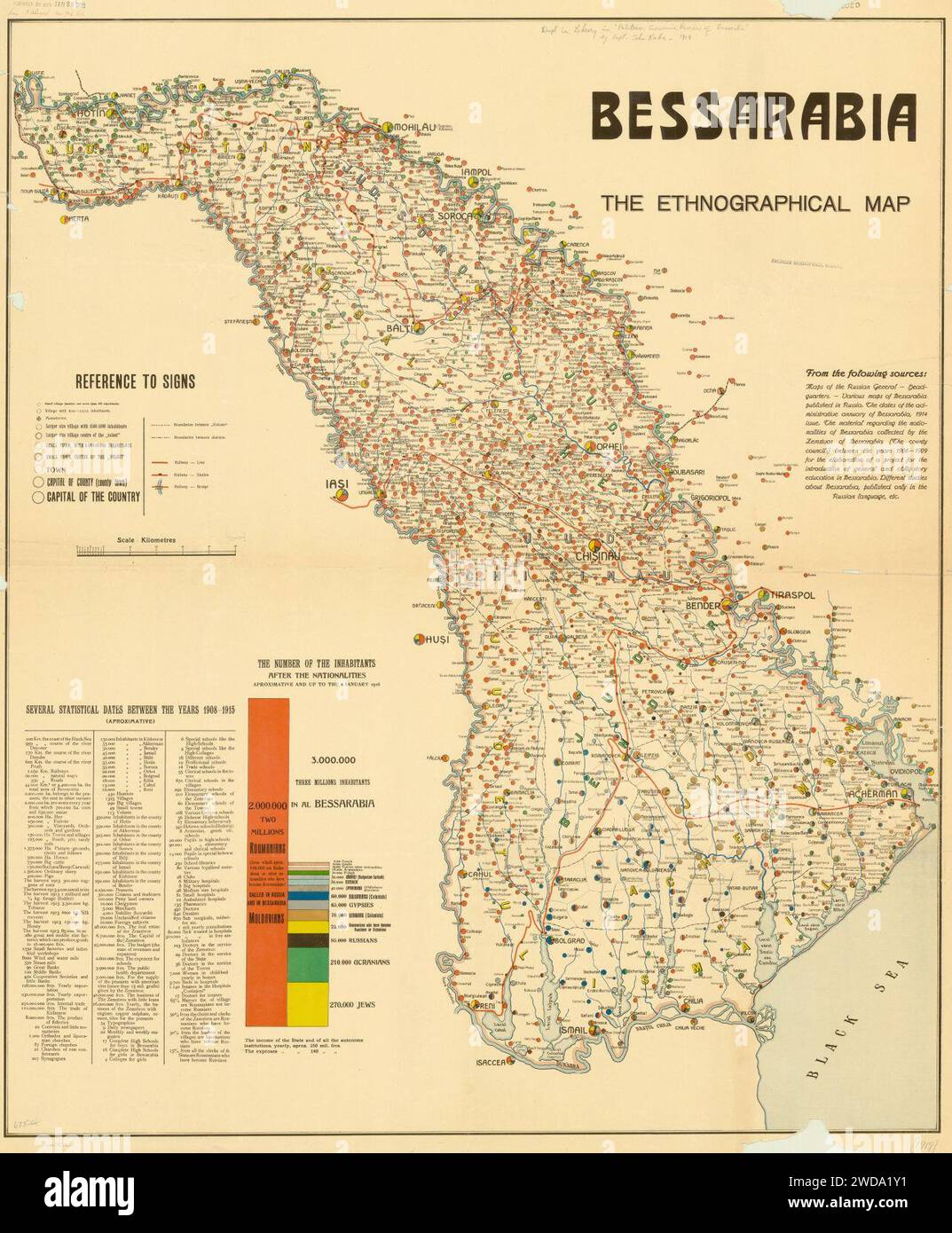 1919 ethnographical map of Bessarabia Stock Photo - Alamy