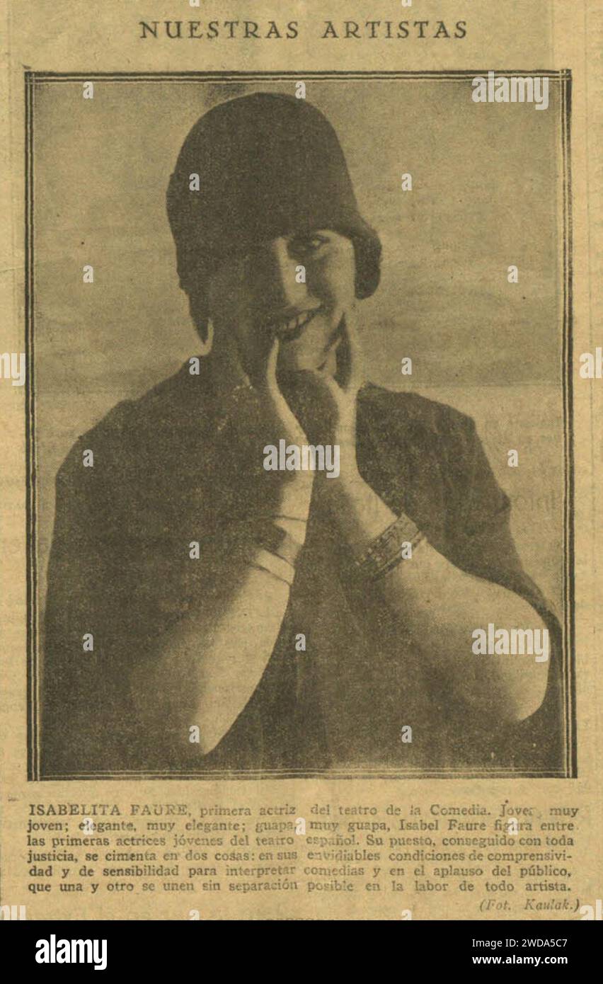 1925-12-05, La Nación, Nuestras artistas.—Isabelita Faure, Kaulak. Stock Photo