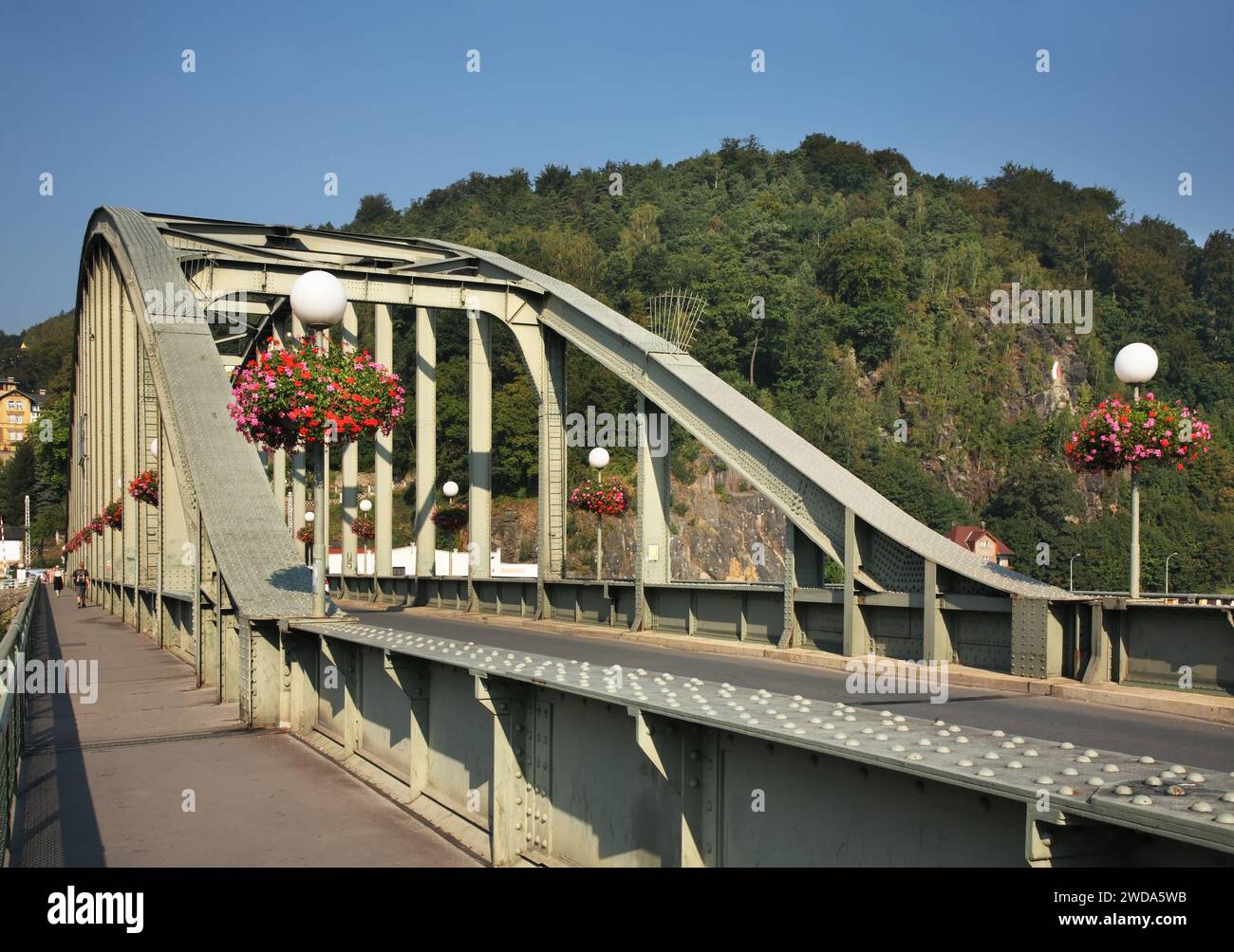 Tyrsuv bridge over Labe river in Decin. Czech Republic Stock Photo