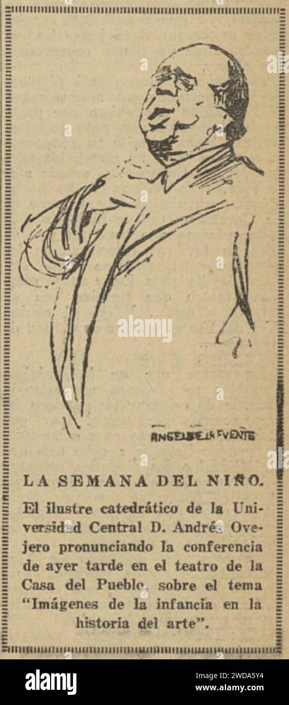 1926-11-20, El Liberal, La Semana del Niño, El ilustre catedrático de la Universidad Central Andrés Ovejero. Stock Photo