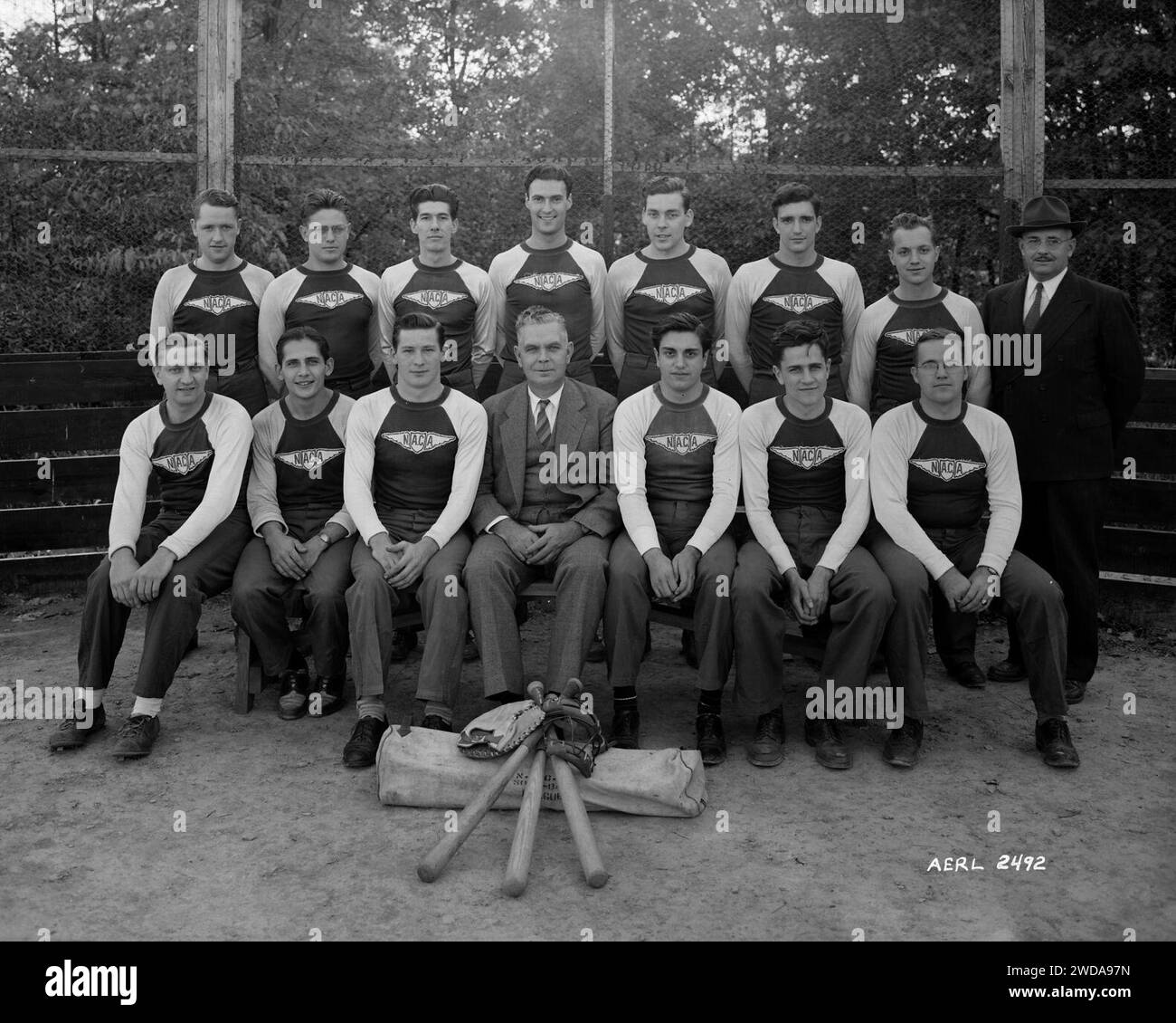 1943 National Advisory Committee for Aeronautics baseball team. Stock Photo