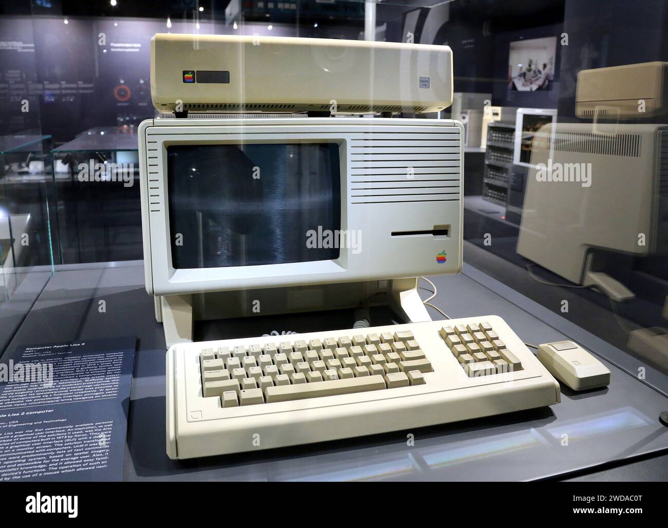 Apple computer Lisa 2 (1983) seen as a museum piece. Stock Photo