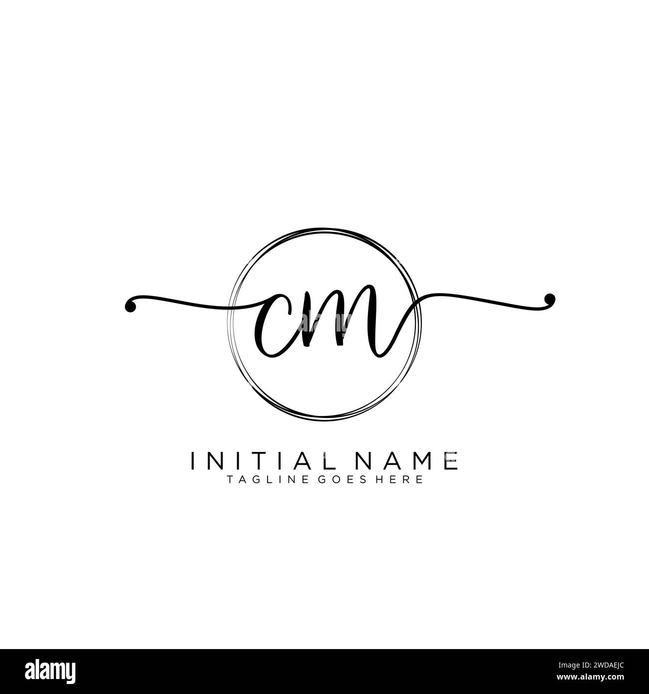 CM Initial handwriting logo with circle Stock Vector