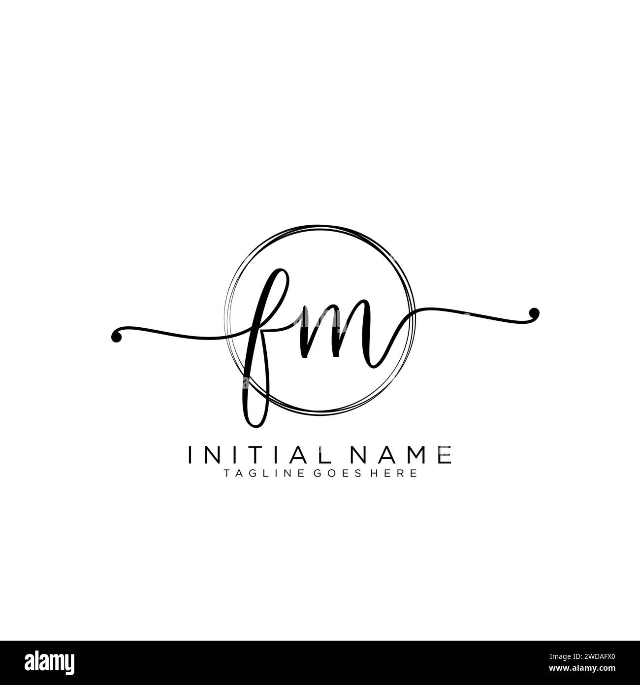 FM Initial handwriting logo with circle Stock Vector