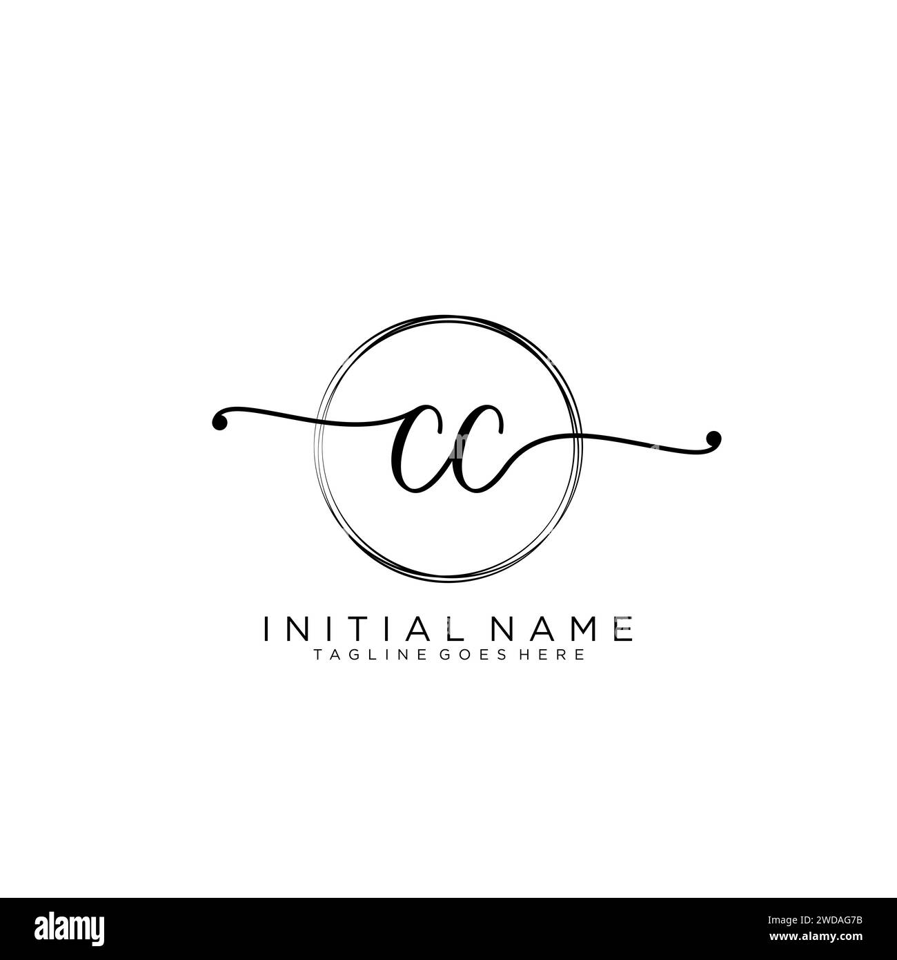 CC Initial handwriting logo with circle Stock Vector
