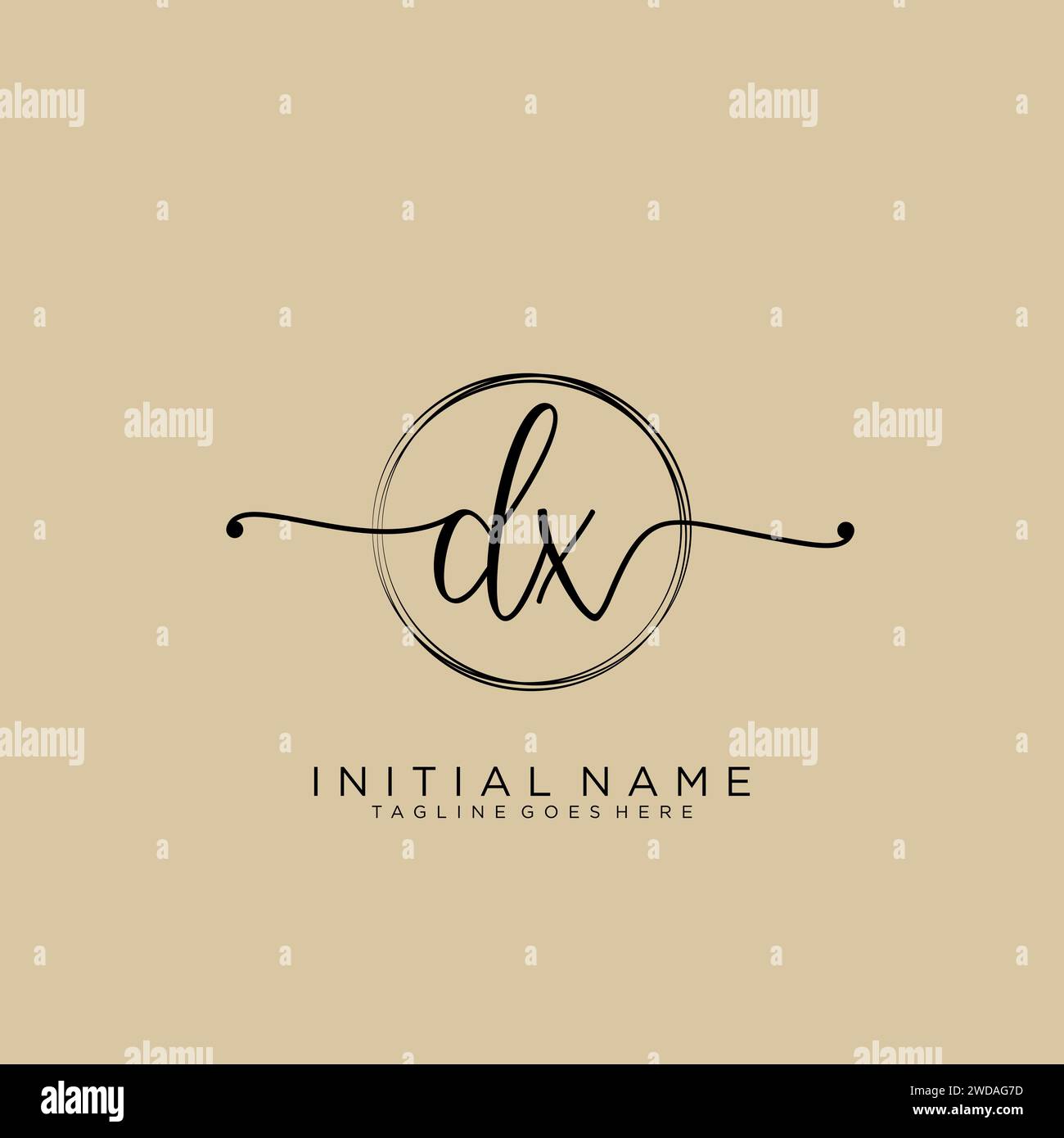 DX Initial handwriting logo with circle Stock Vector