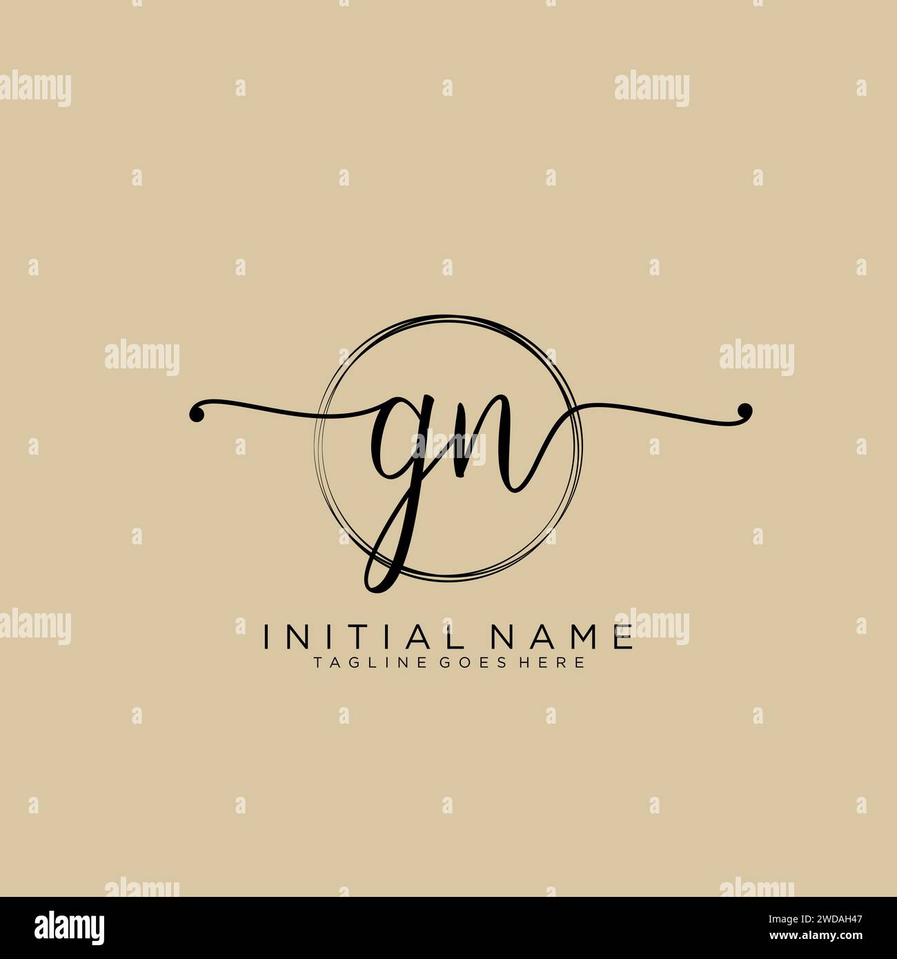 GN Initial handwriting logo with circle Stock Vector