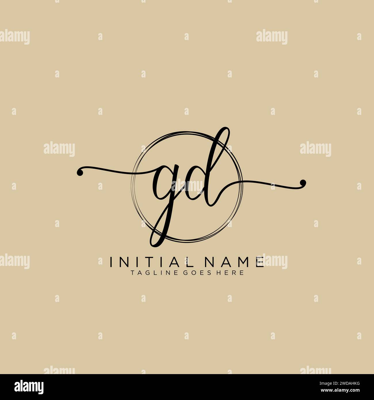 GD Initial handwriting logo with circle Stock Vector