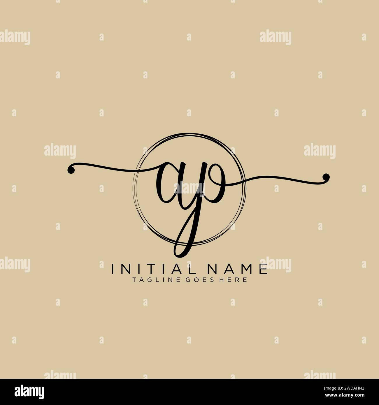 AP Initial handwriting logo with circle Stock Vector