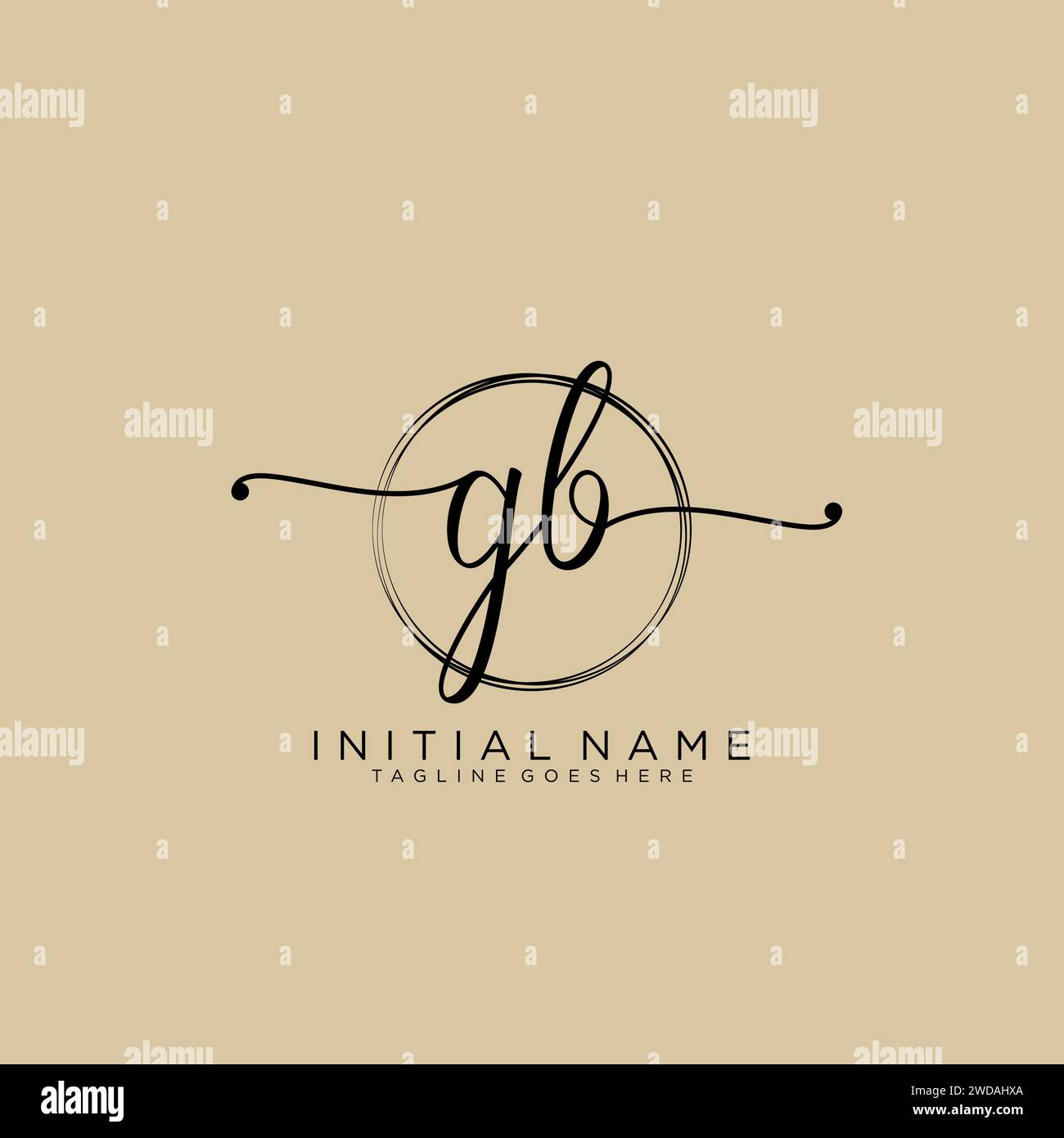 GB Initial handwriting logo with circle Stock Vector