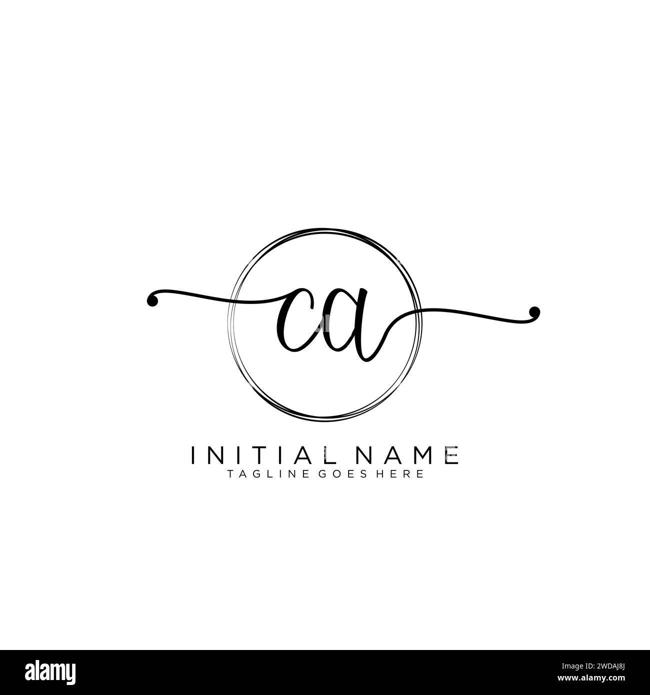 CA Initial handwriting logo with circle Stock Vector