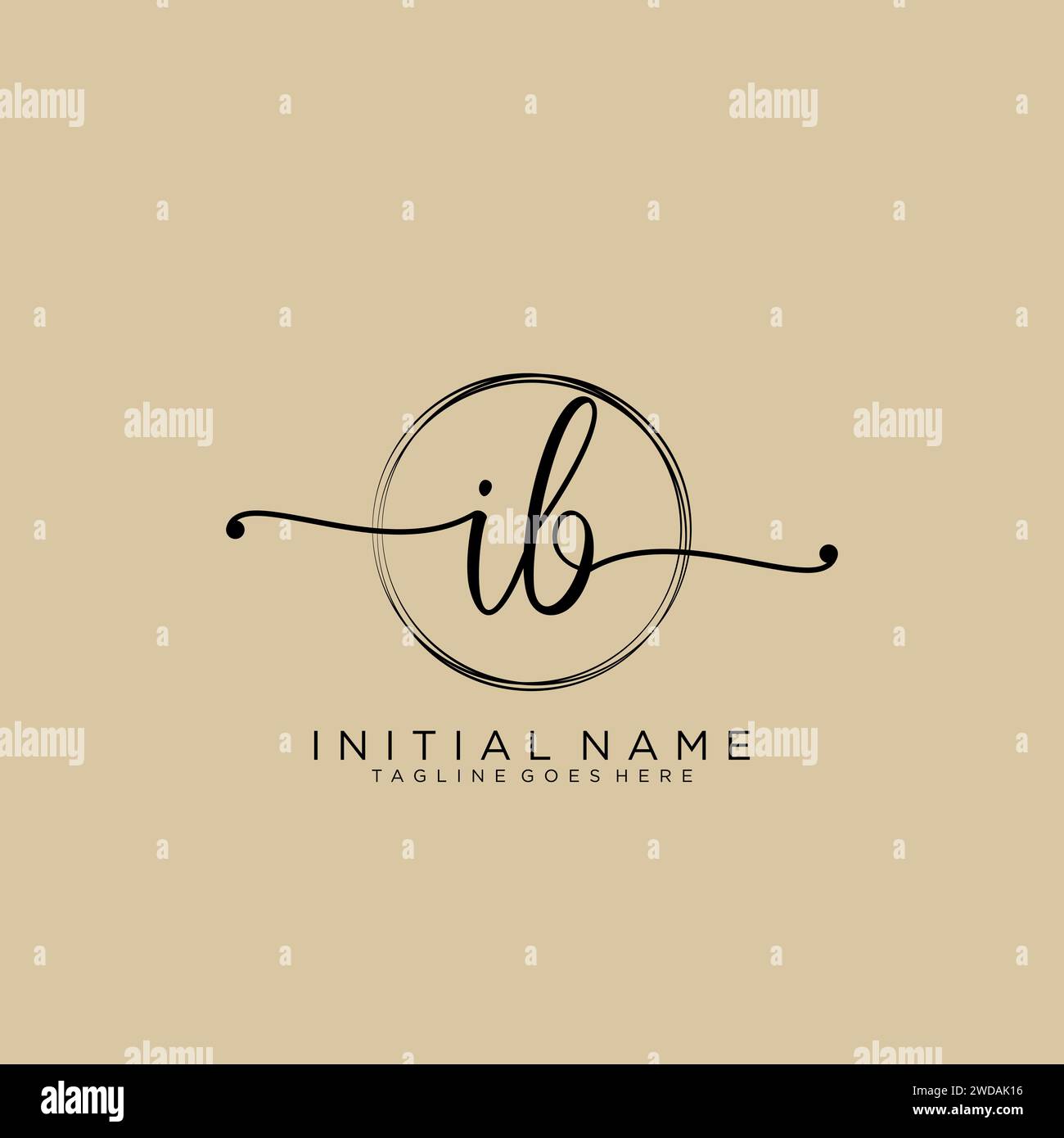 IB Initial handwriting logo with circle Stock Vector