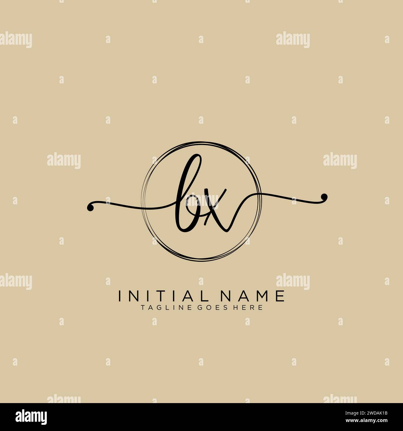 BX Initial handwriting logo with circle Stock Vector
