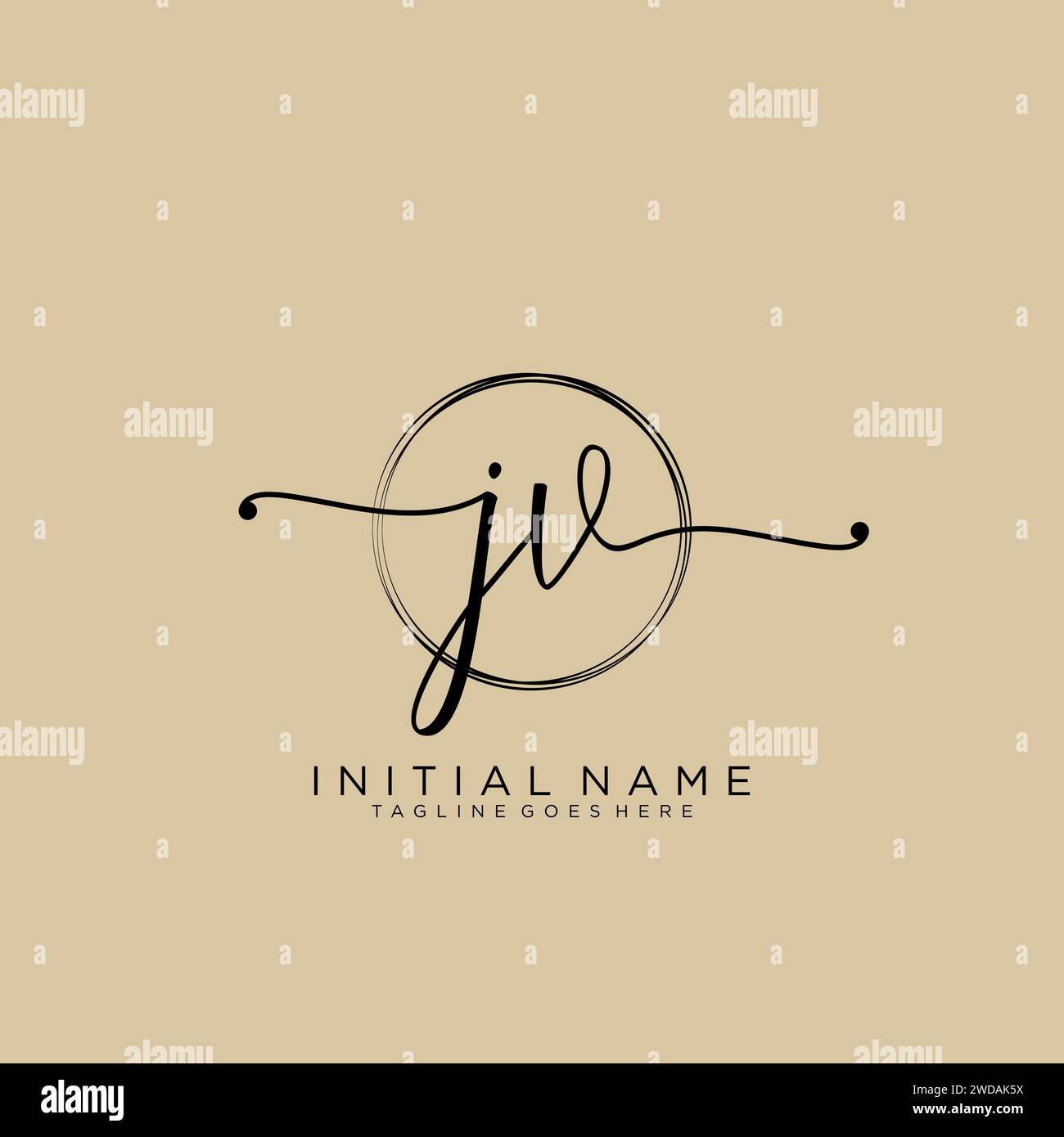 JV Initial handwriting logo with circle Stock Vector