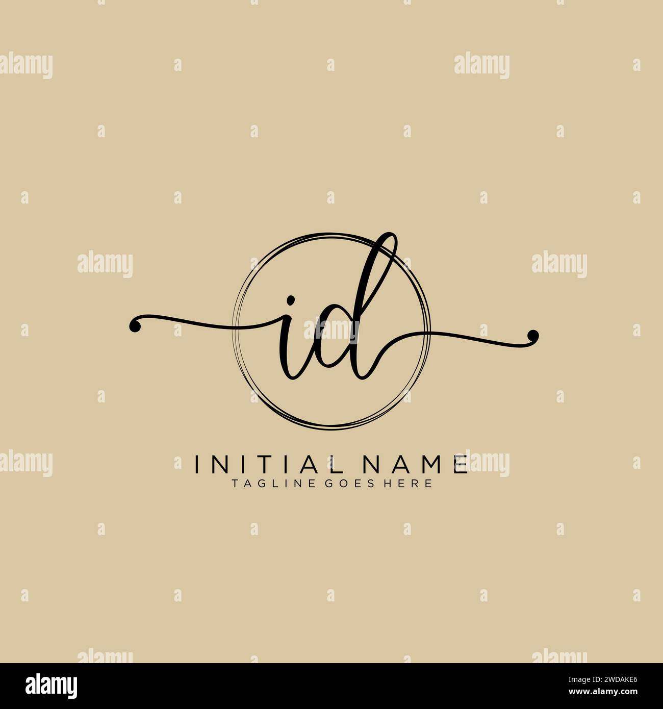 ID Initial handwriting logo with circle Stock Vector