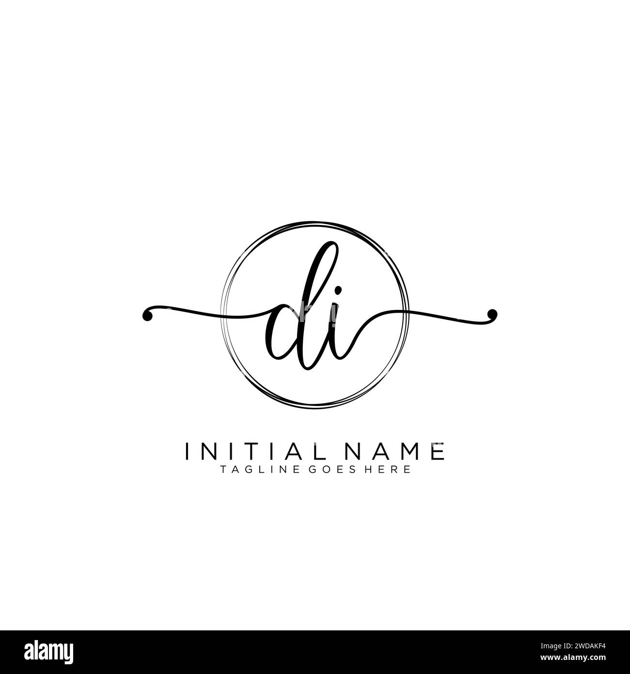 AA Initial handwriting logo with circle Stock Vector