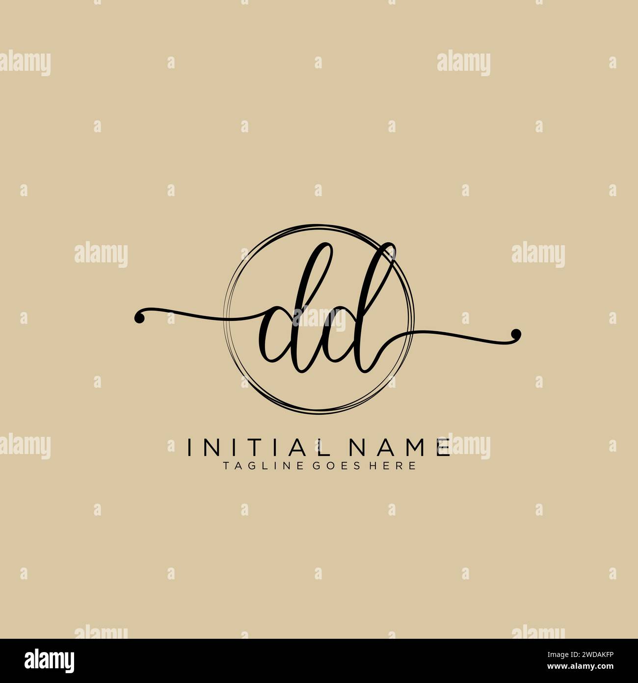 DD Initial handwriting logo with circle Stock Vector