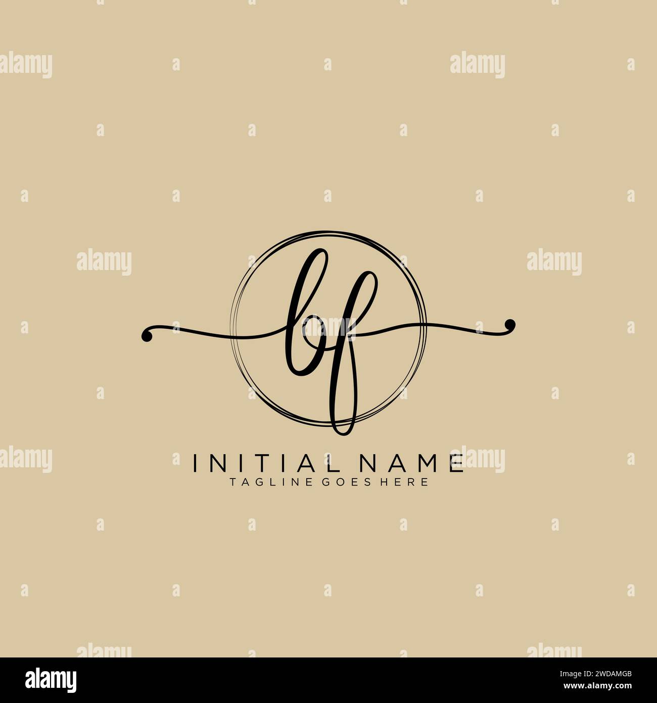 BF Initial handwriting logo with circle Stock Vector