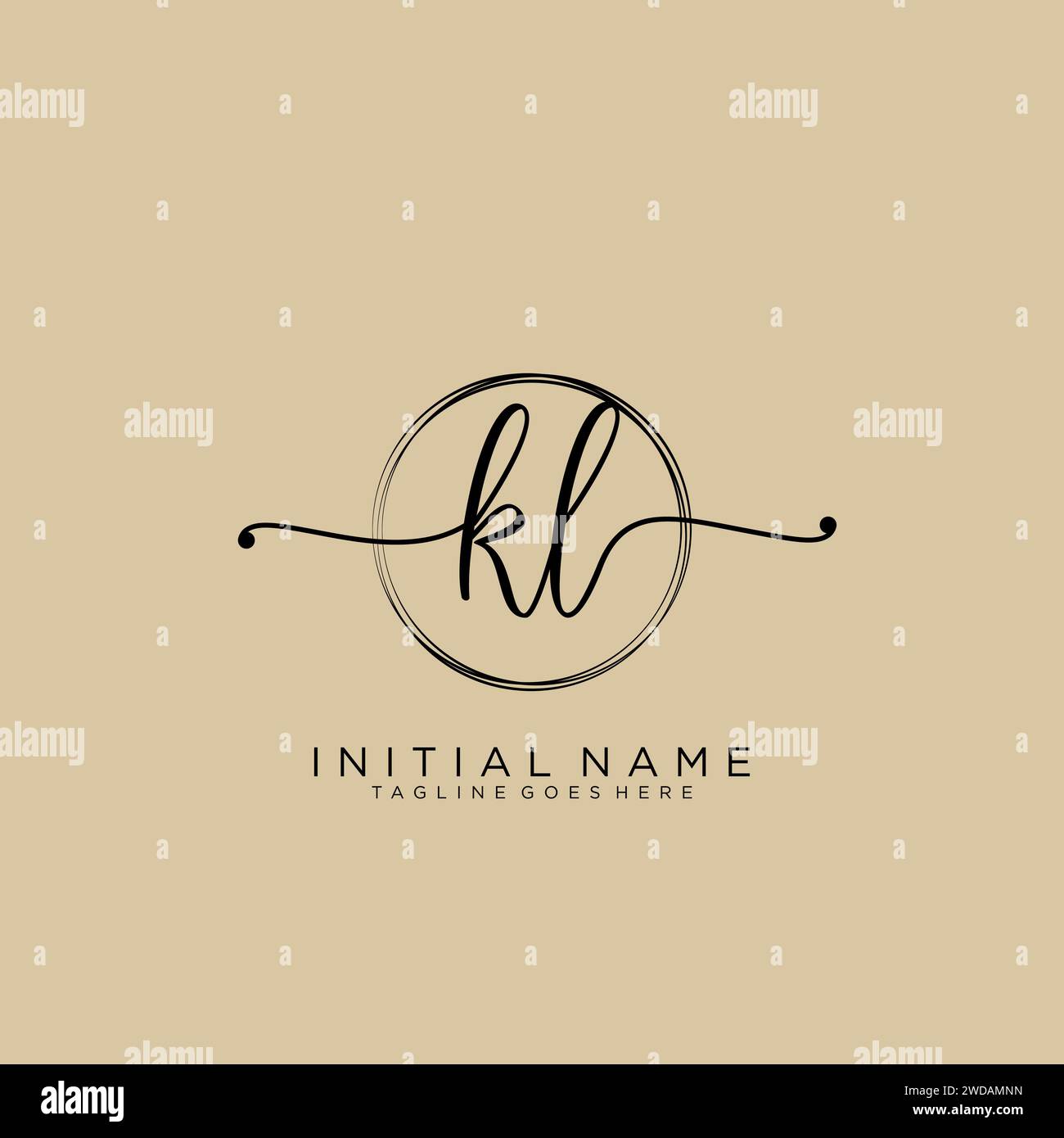 KL Initial handwriting logo with circle Stock Vector