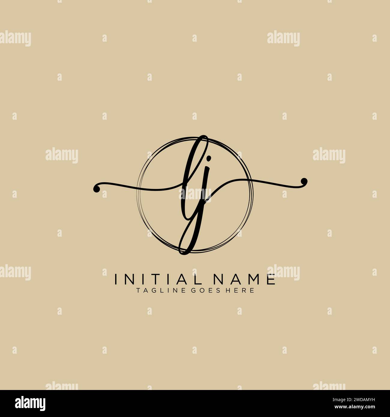 LJ Initial handwriting logo with circle Stock Vector