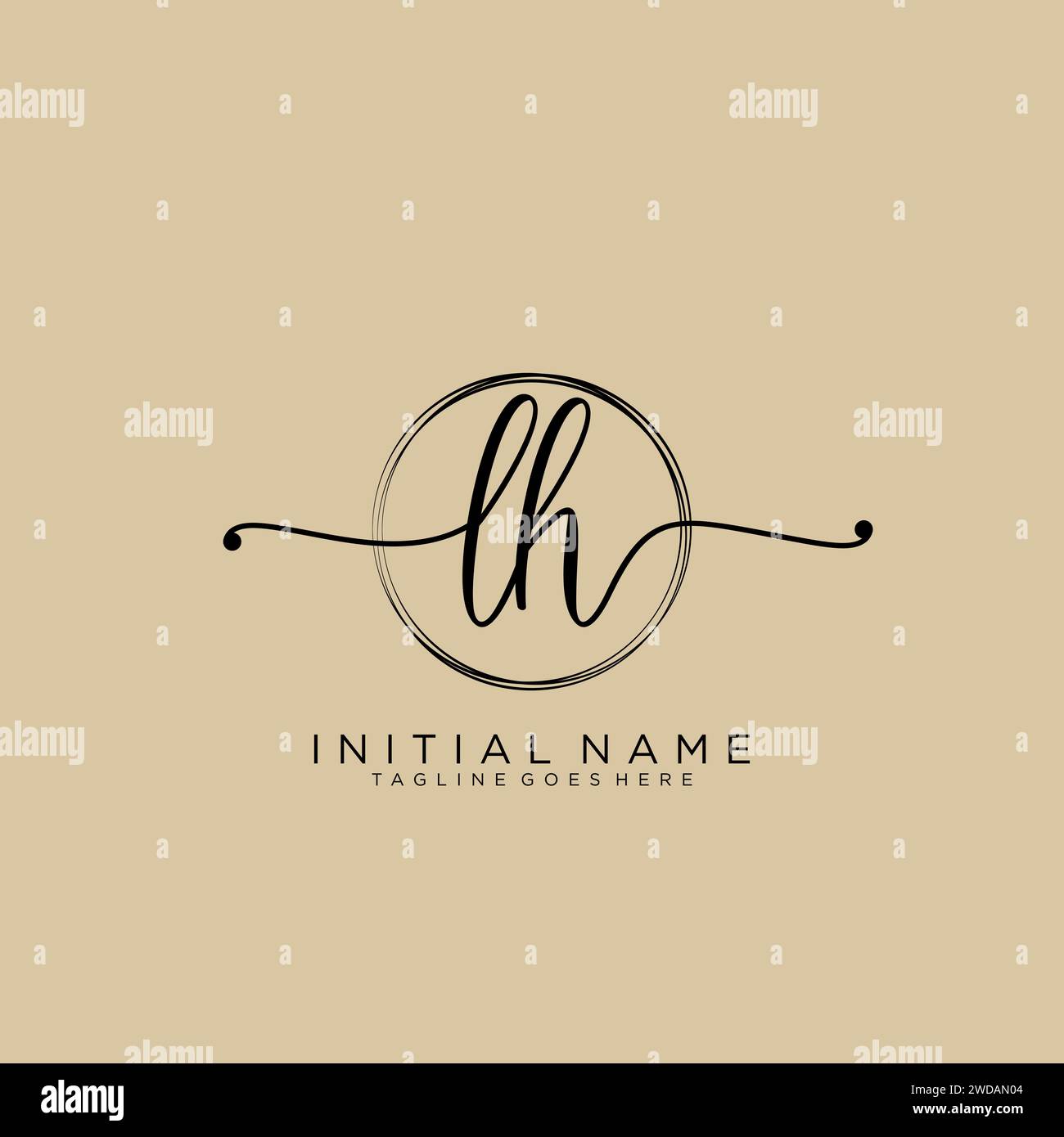 LH Initial handwriting logo with circle Stock Vector