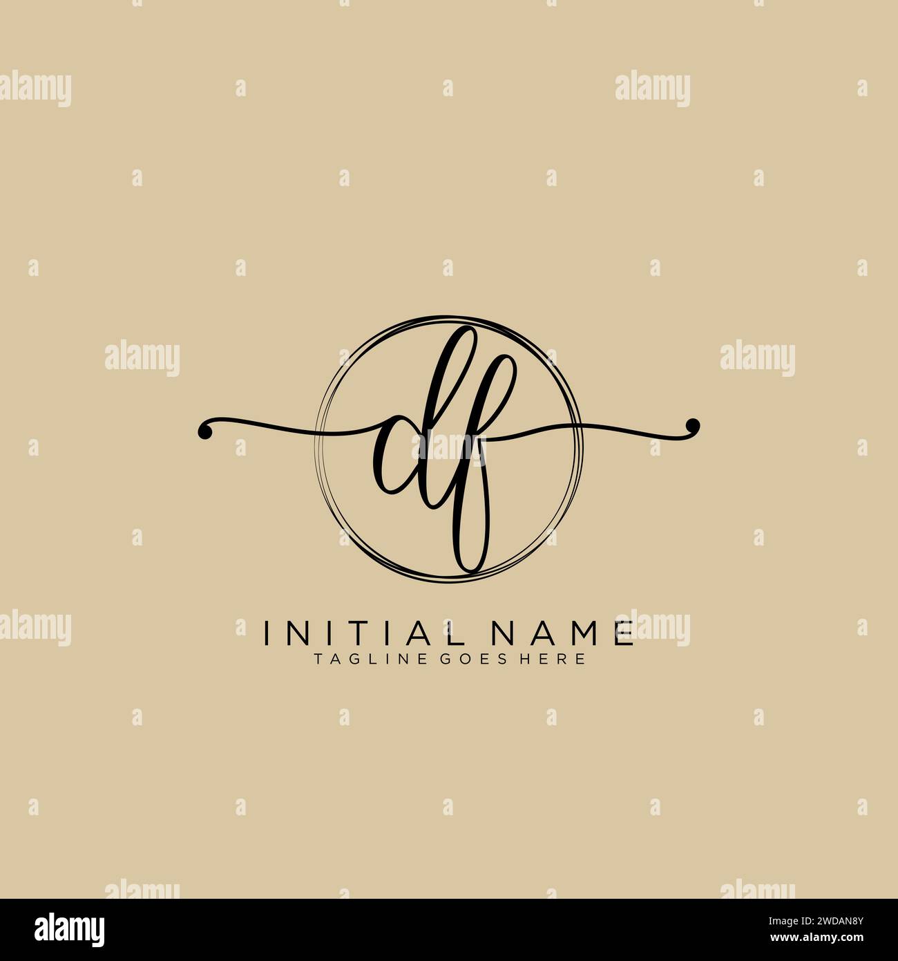 DF Initial handwriting logo with circle Stock Vector