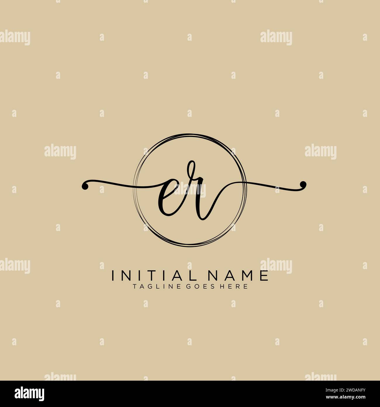 ER Initial handwriting logo with circle Stock Vector