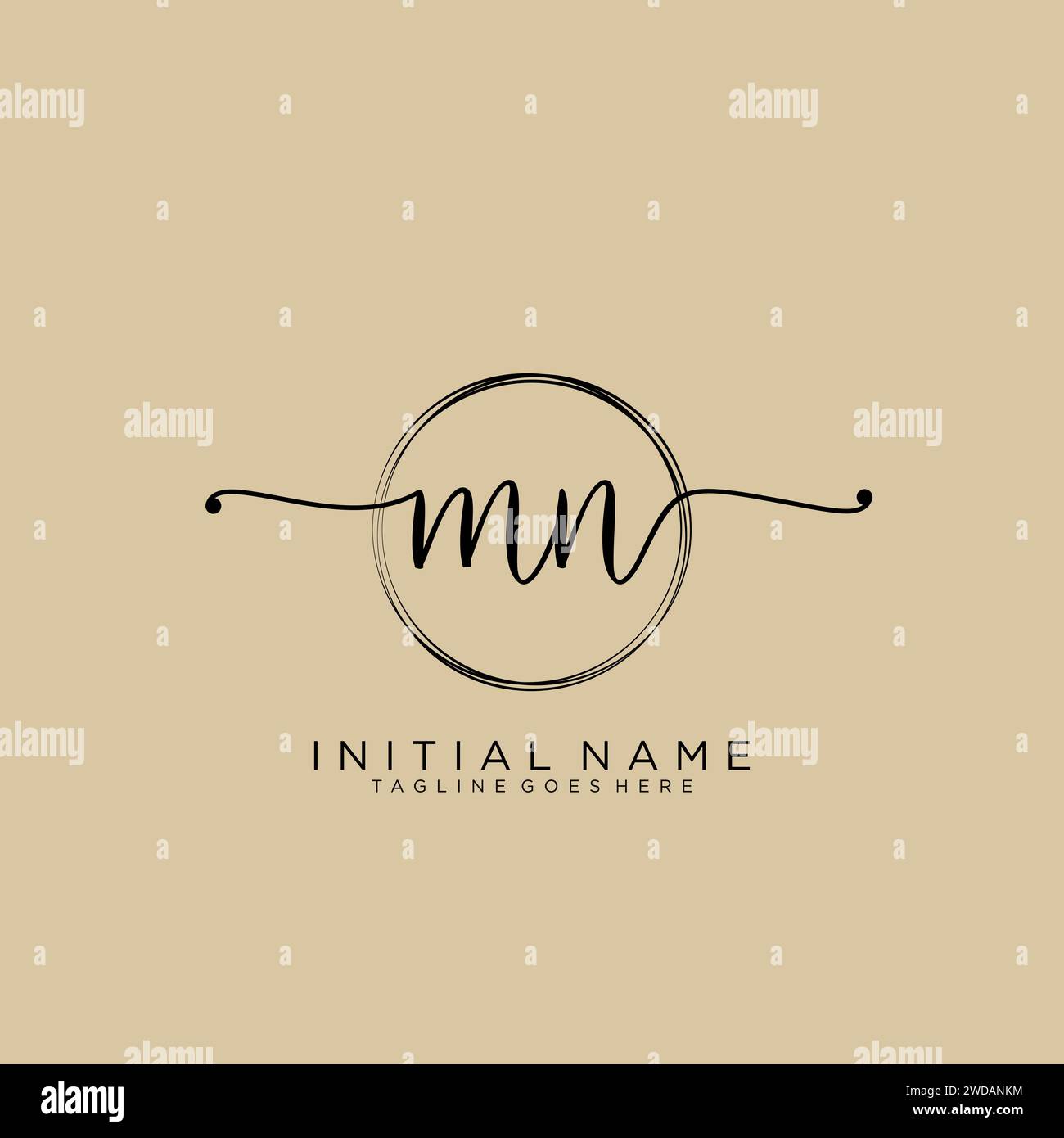 MN Initial handwriting logo with circle Stock Vector