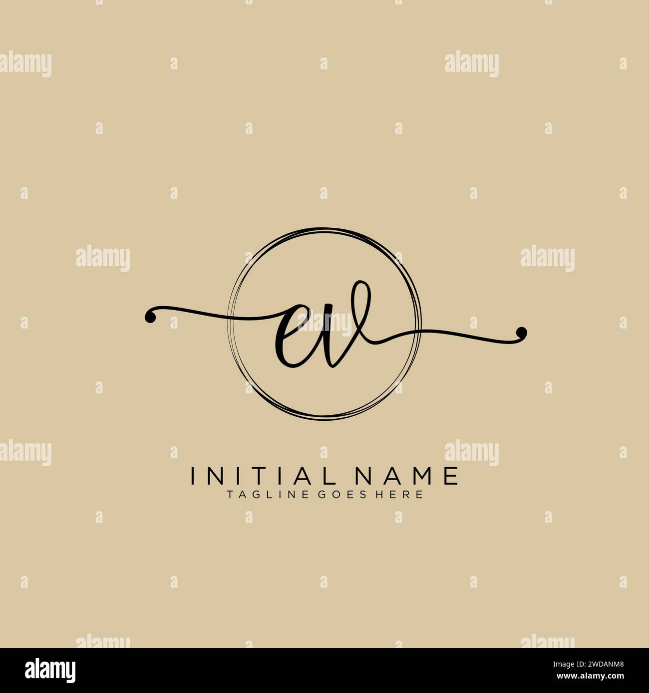 EV Initial handwriting logo with circle Stock Vector