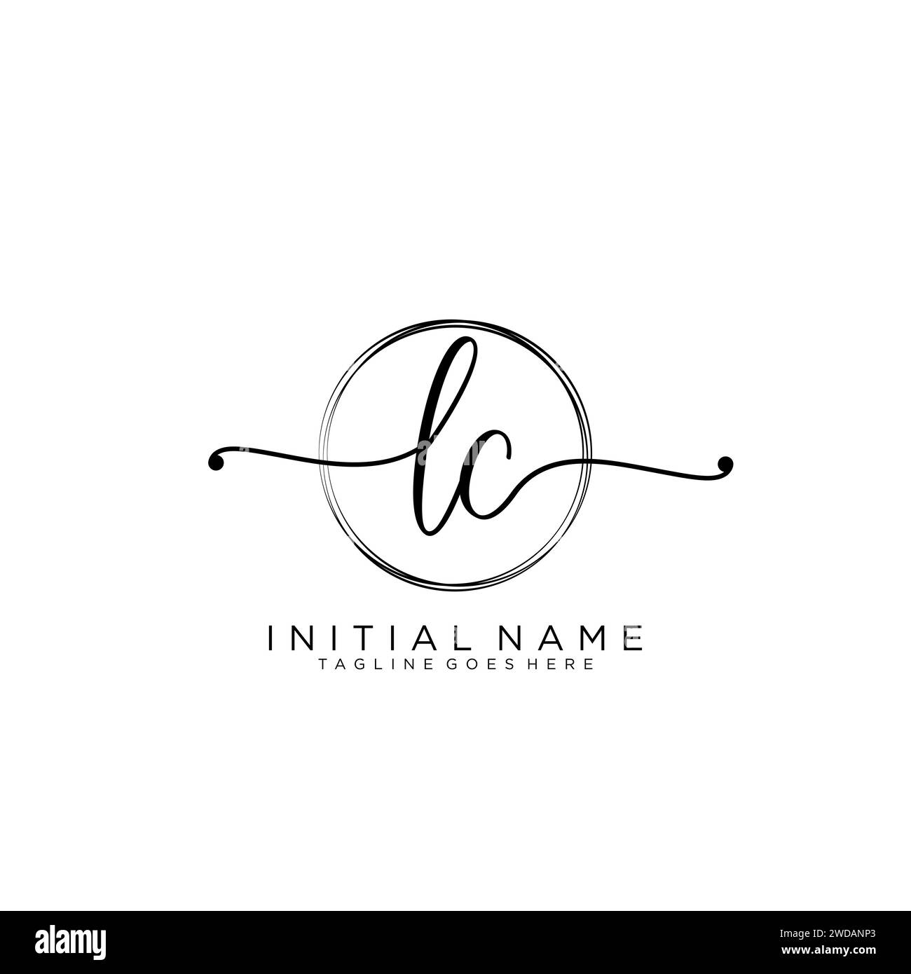 LC Initial handwriting logo with circle Stock Vector