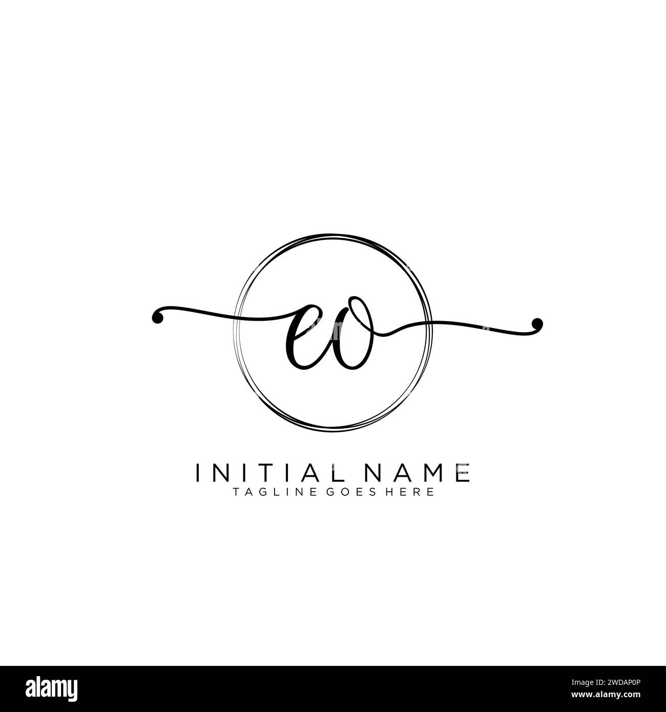 EO Initial handwriting logo with circle Stock Vector