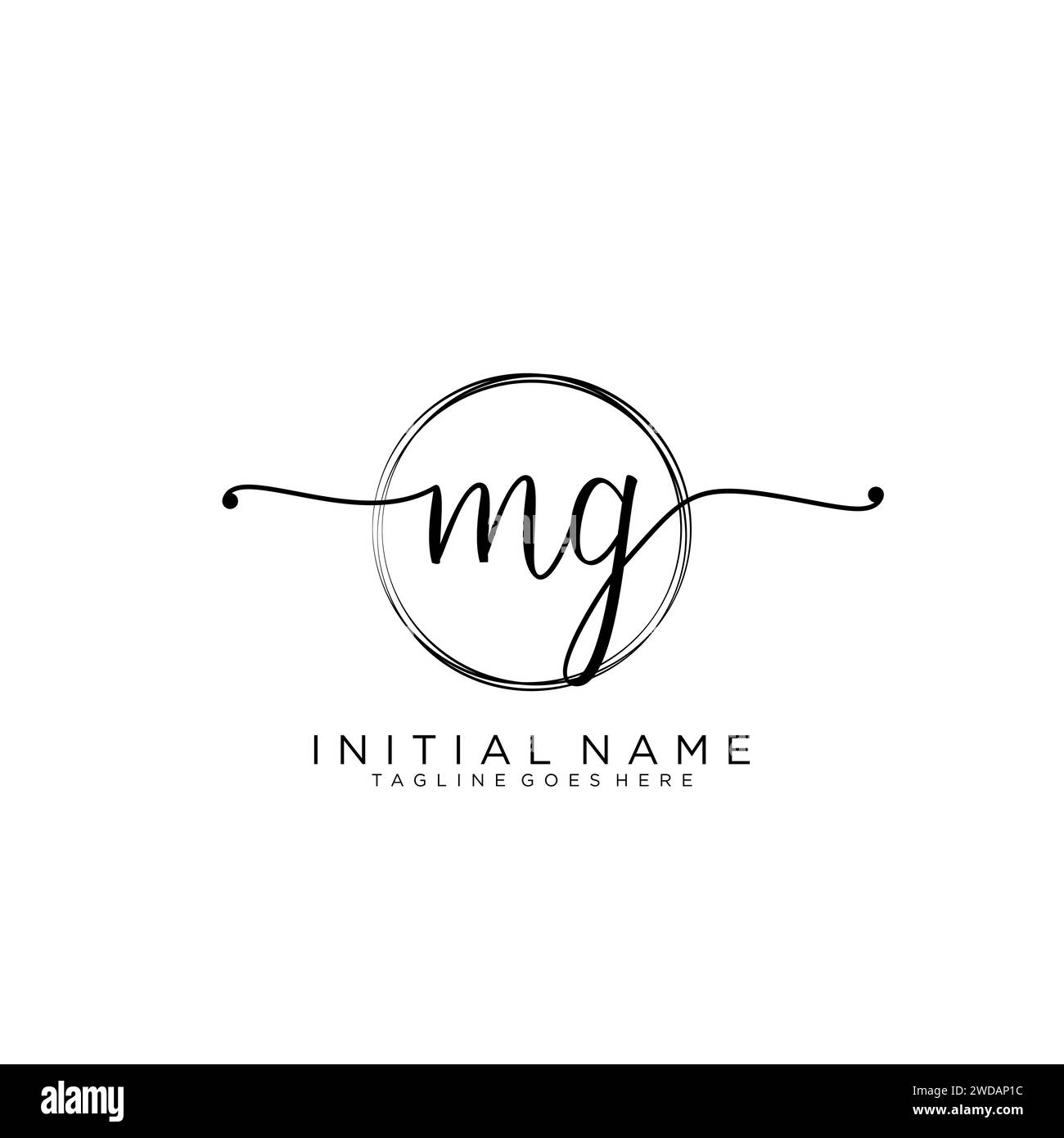 MG Initial handwriting logo with circle Stock Vector