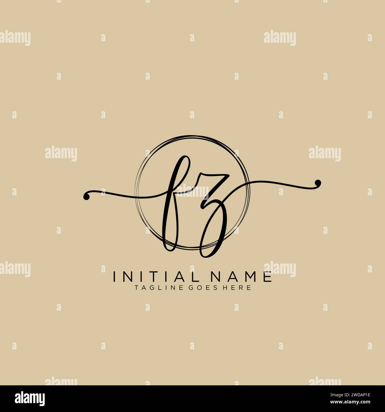 FZ Initial handwriting logo with circle Stock Vector