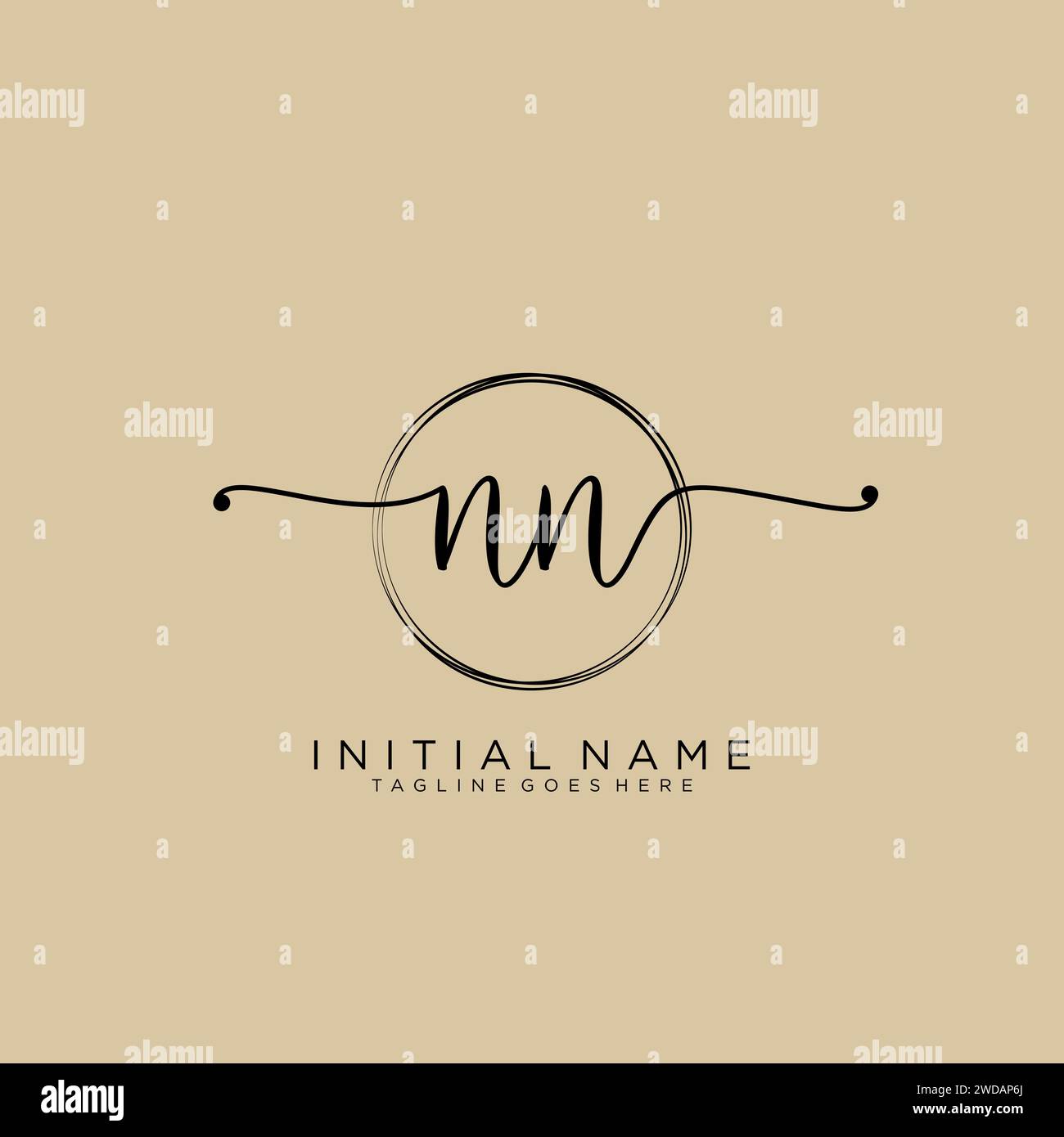 NN Initial handwriting logo with circle Stock Vector