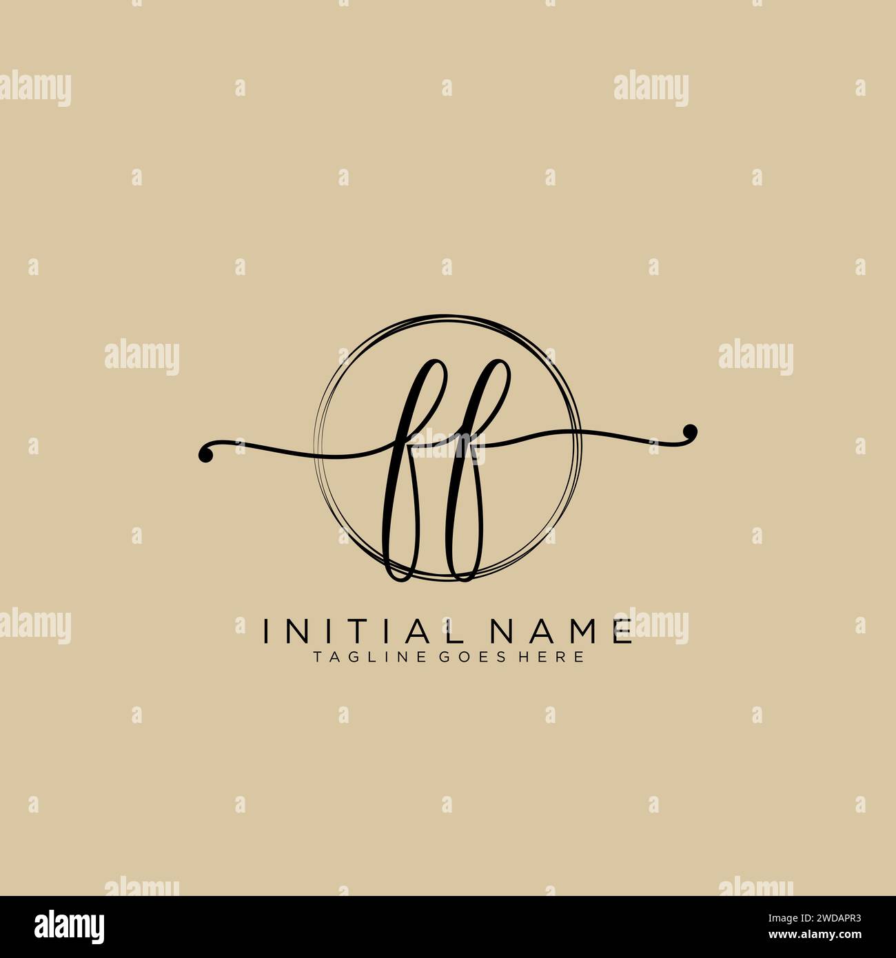 FF Initial handwriting logo with circle Stock Vector