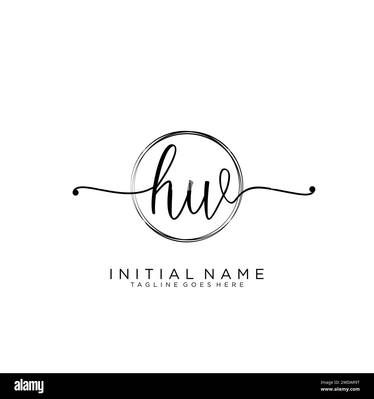 HW Initial handwriting logo with circle Stock Vector