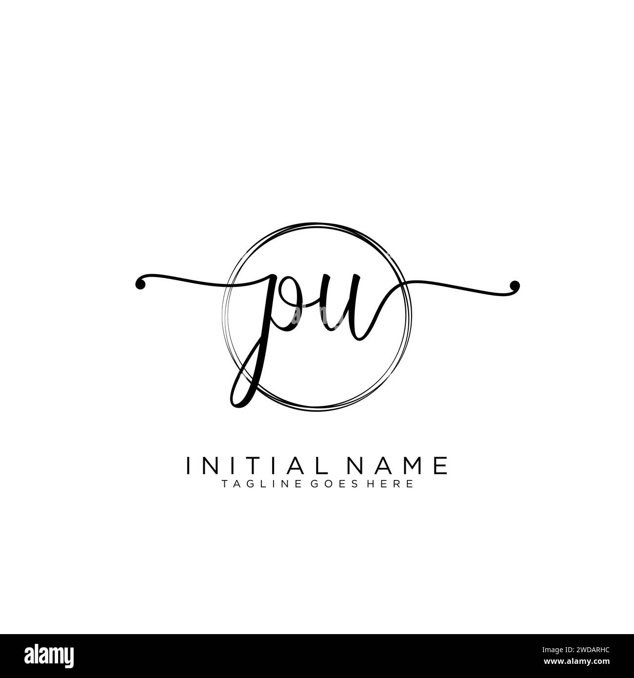 PU Initial handwriting logo with circle Stock Vector