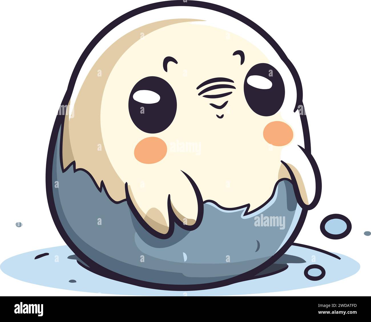 Illustration of an egg with a sad expression on its face. Stock Vector