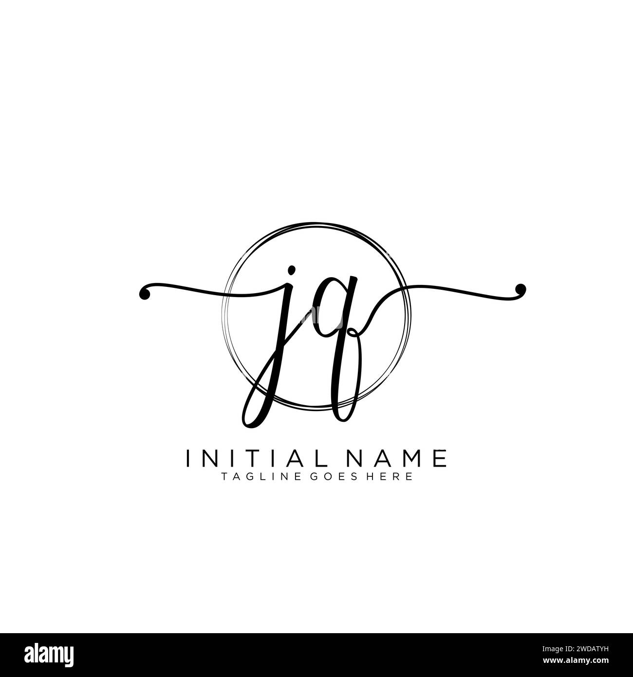 JQ Initial handwriting logo with circle Stock Vector