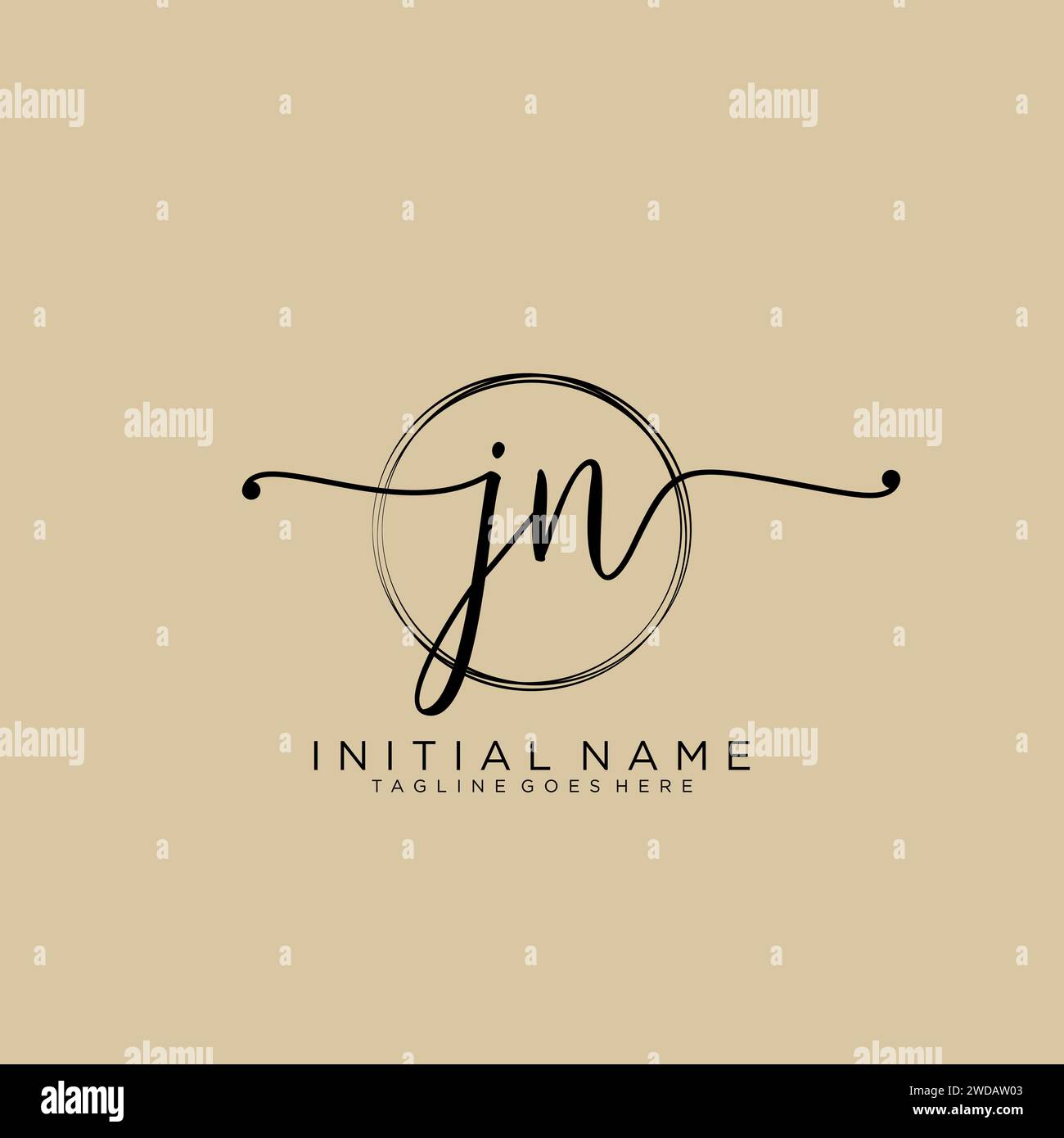 JN Initial handwriting logo with circle Stock Vector