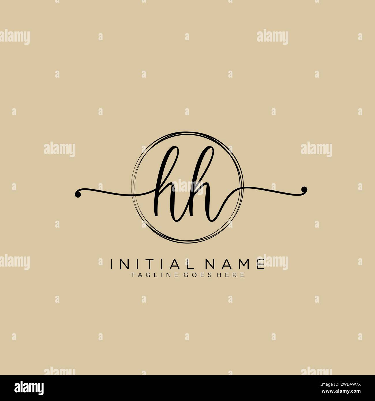 HH Initial handwriting logo with circle Stock Vector