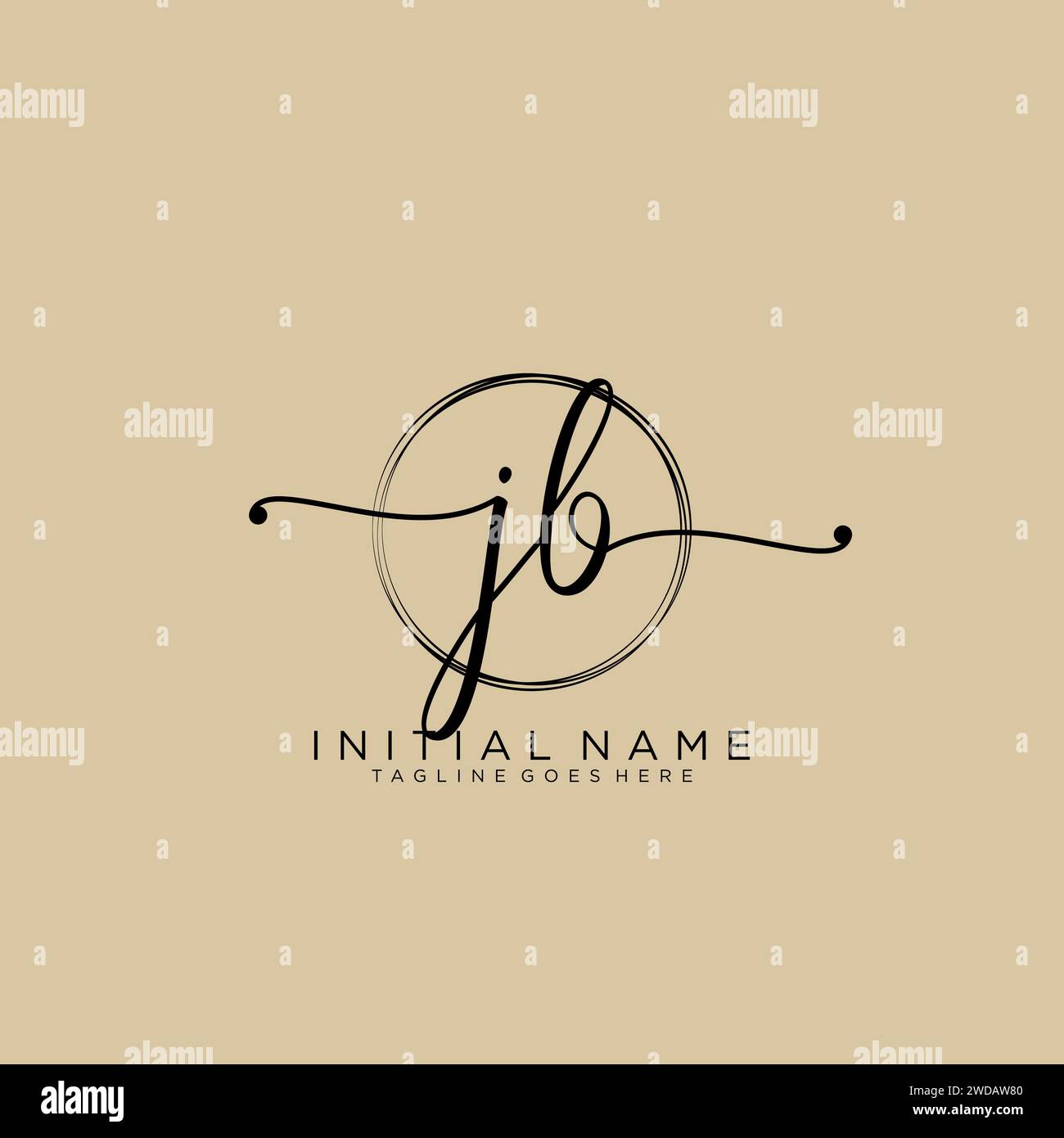 JB Initial handwriting logo with circle Stock Vector