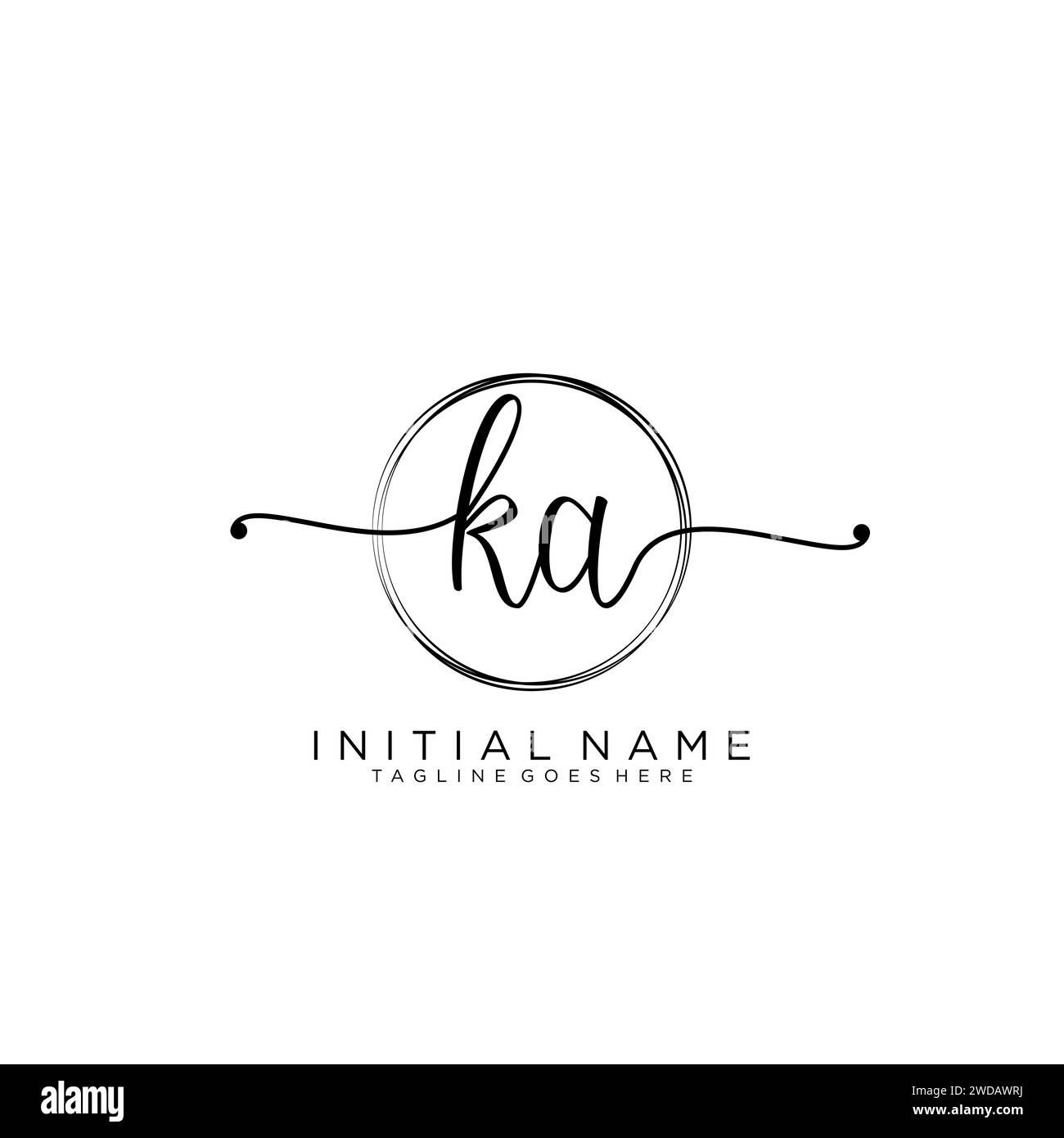 KA Initial handwriting logo with circle Stock Vector