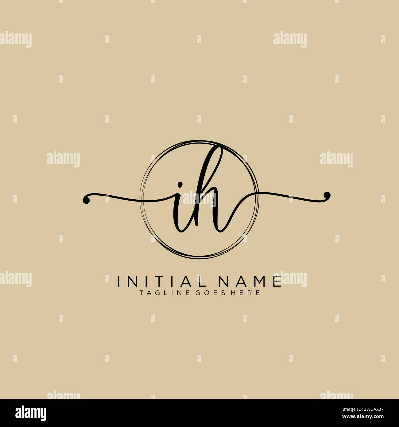 IH Initial handwriting logo with circle Stock Vector
