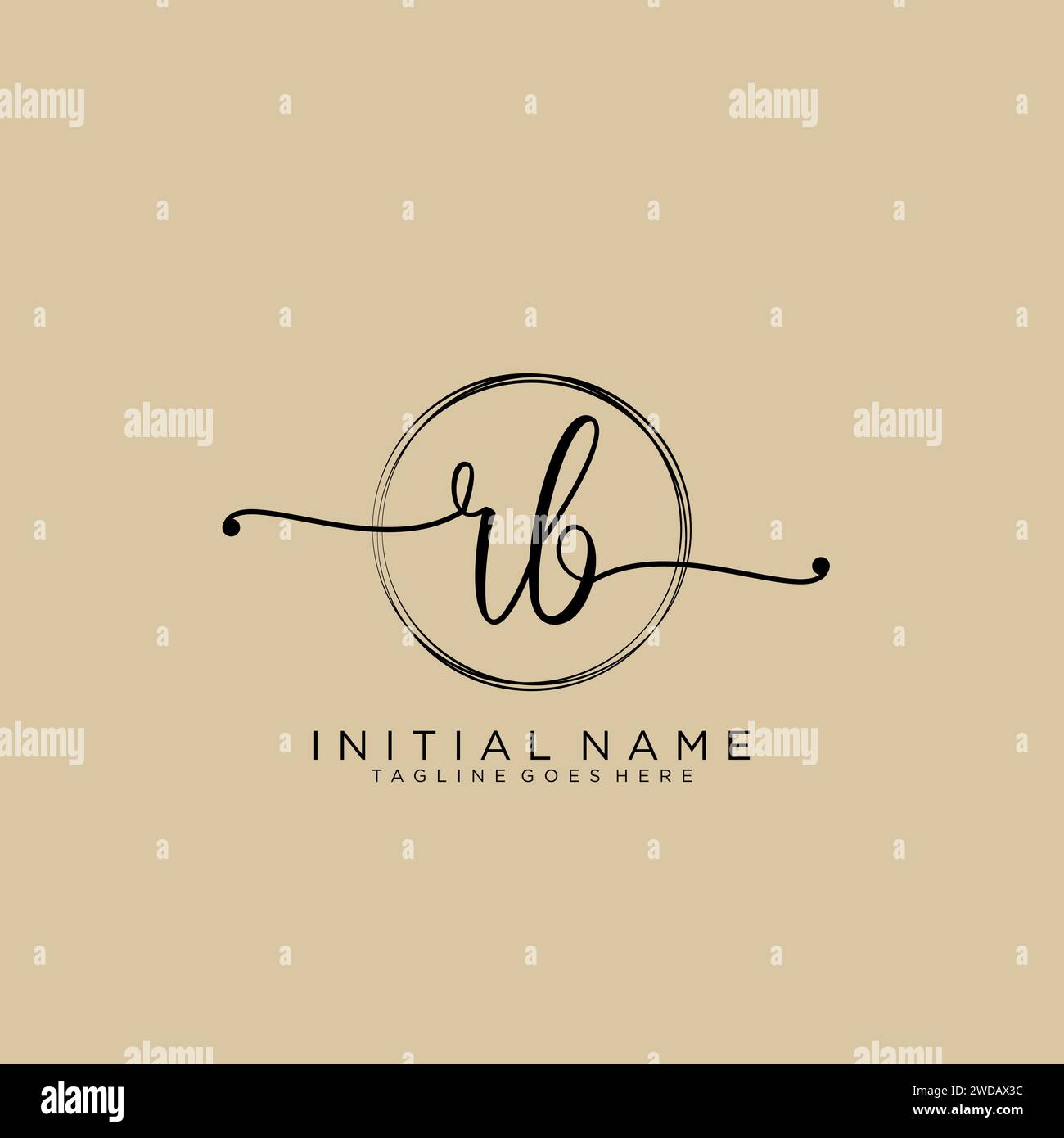 RB Initial handwriting logo with circle Stock Vector