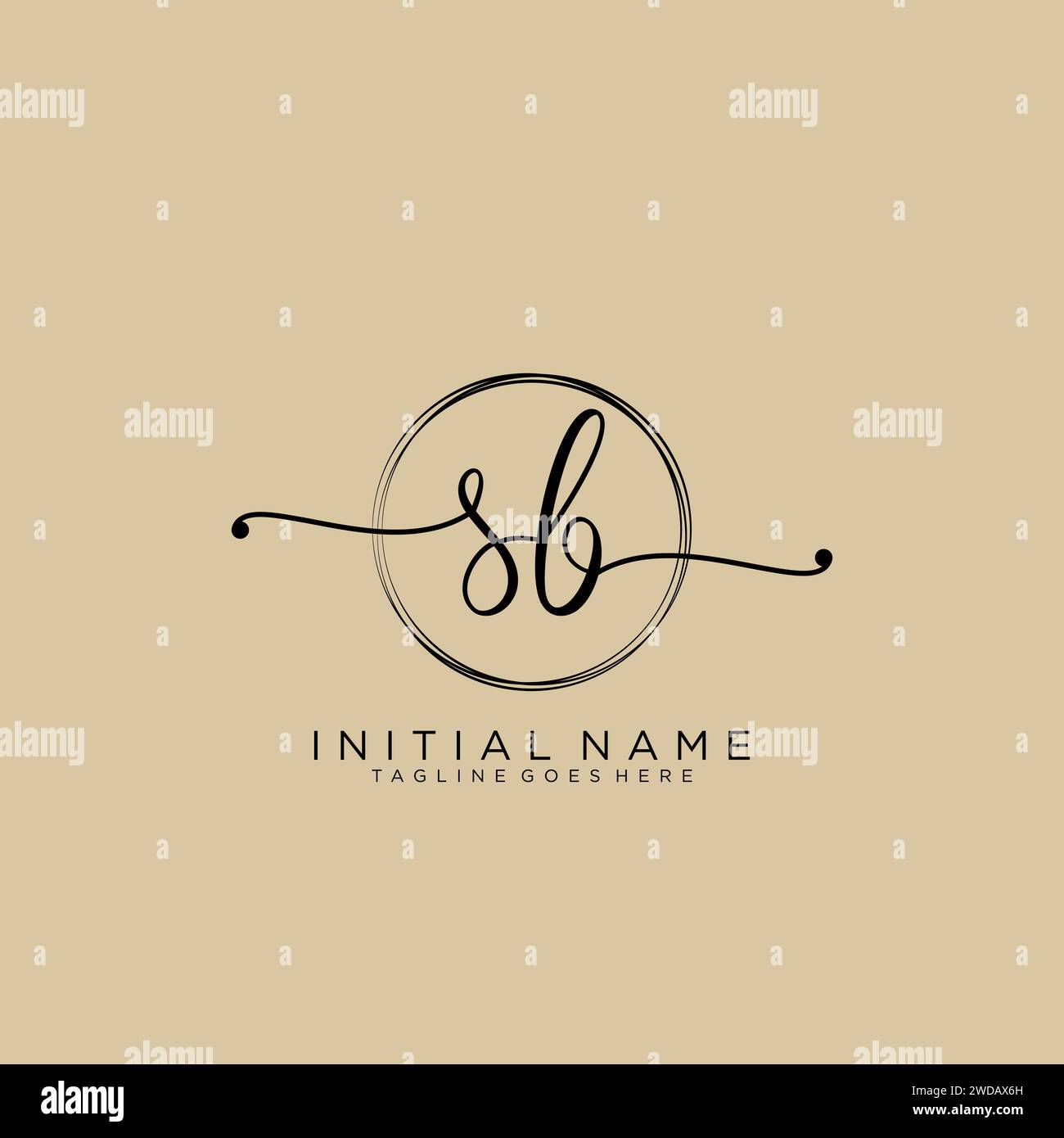 SB Initial handwriting logo with circle Stock Vector