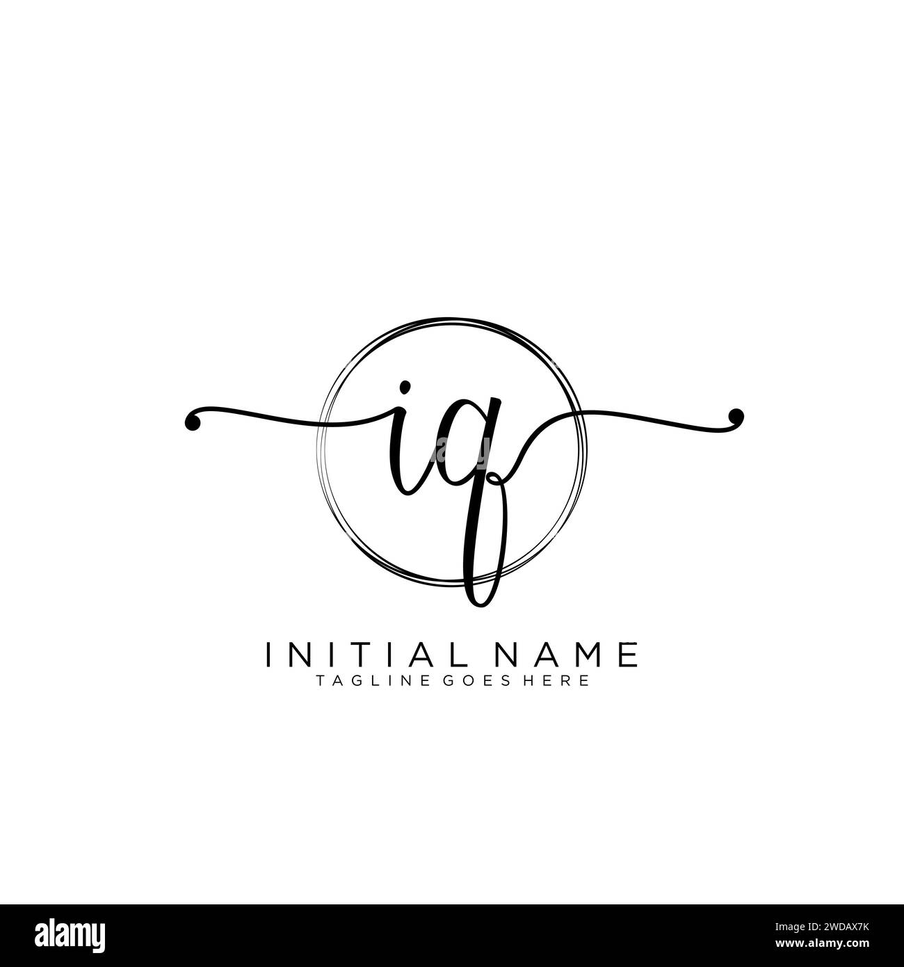 IQ Initial handwriting logo with circle Stock Vector