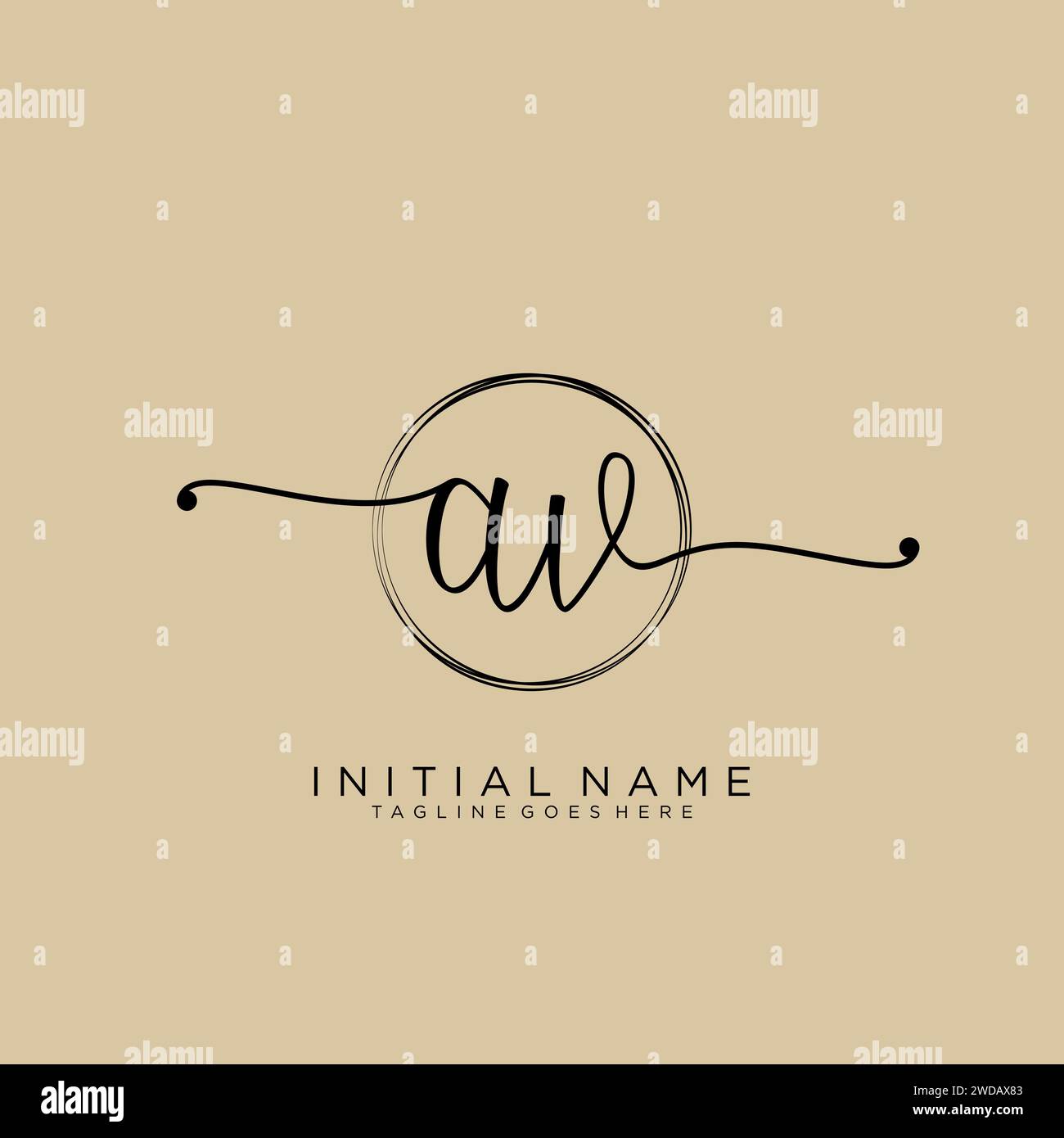 AV Initial handwriting logo with circle Stock Vector